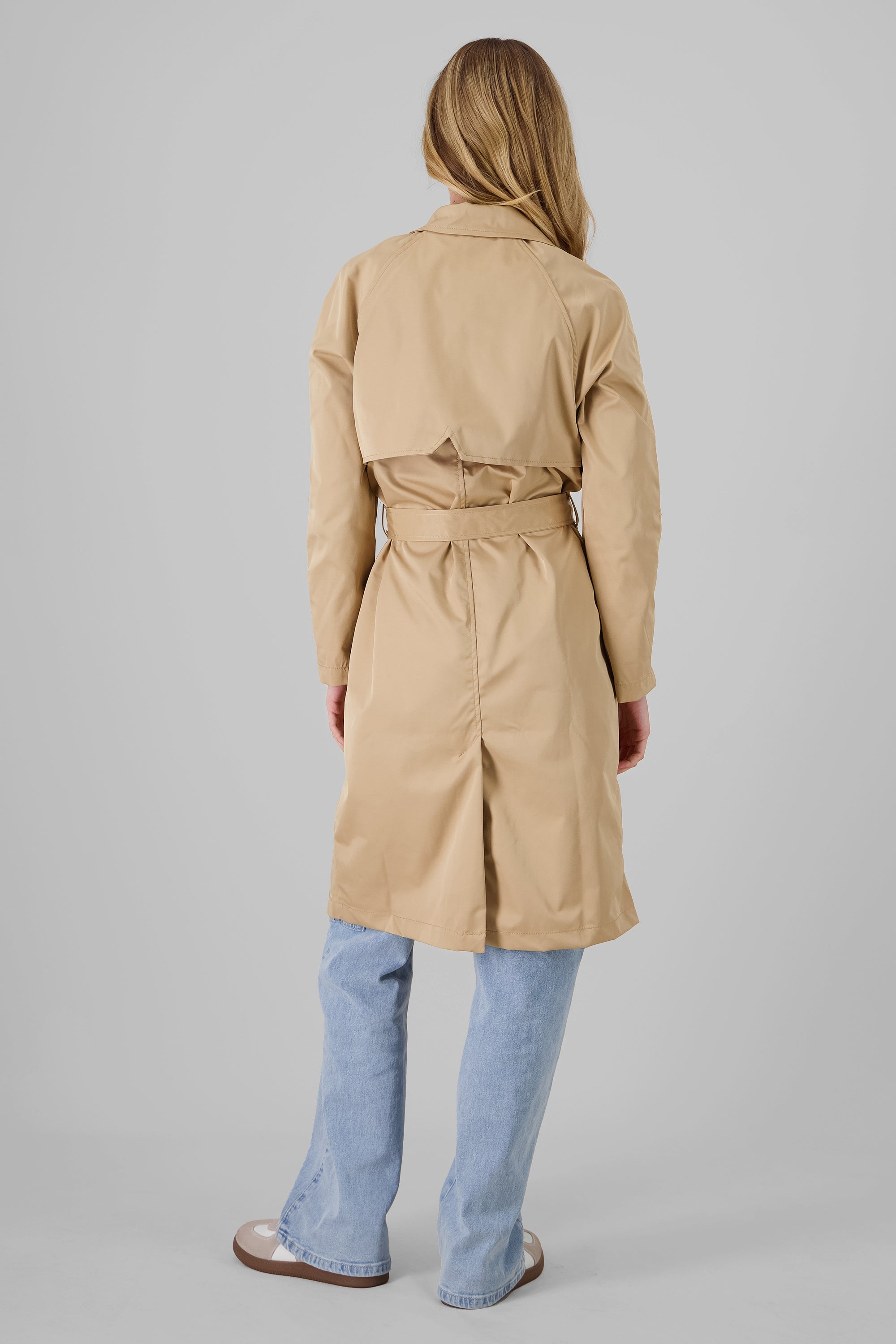 Solid Midi Trench Coat KHAKI