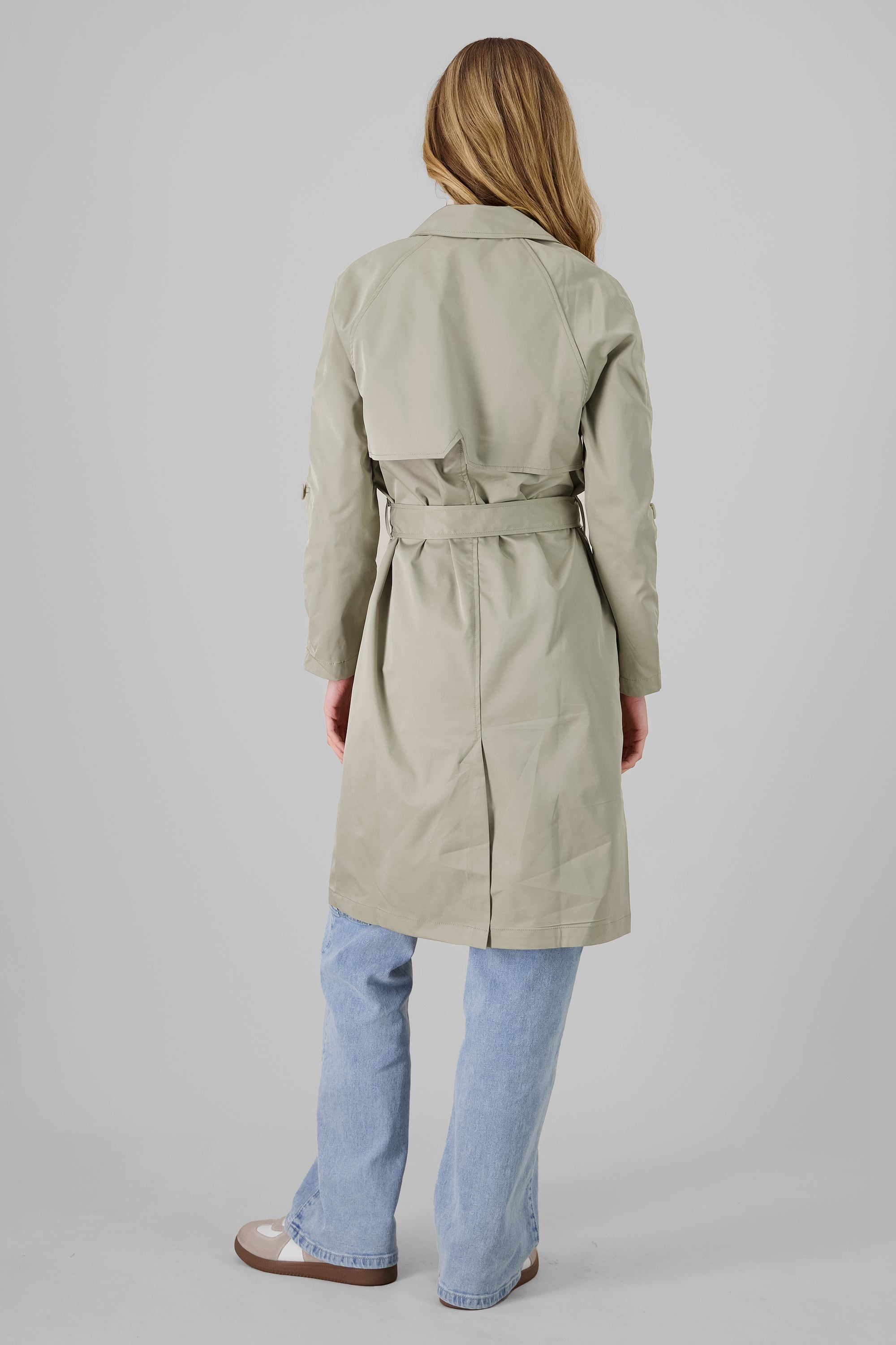 Solid Midi Trench Coat OLIVE