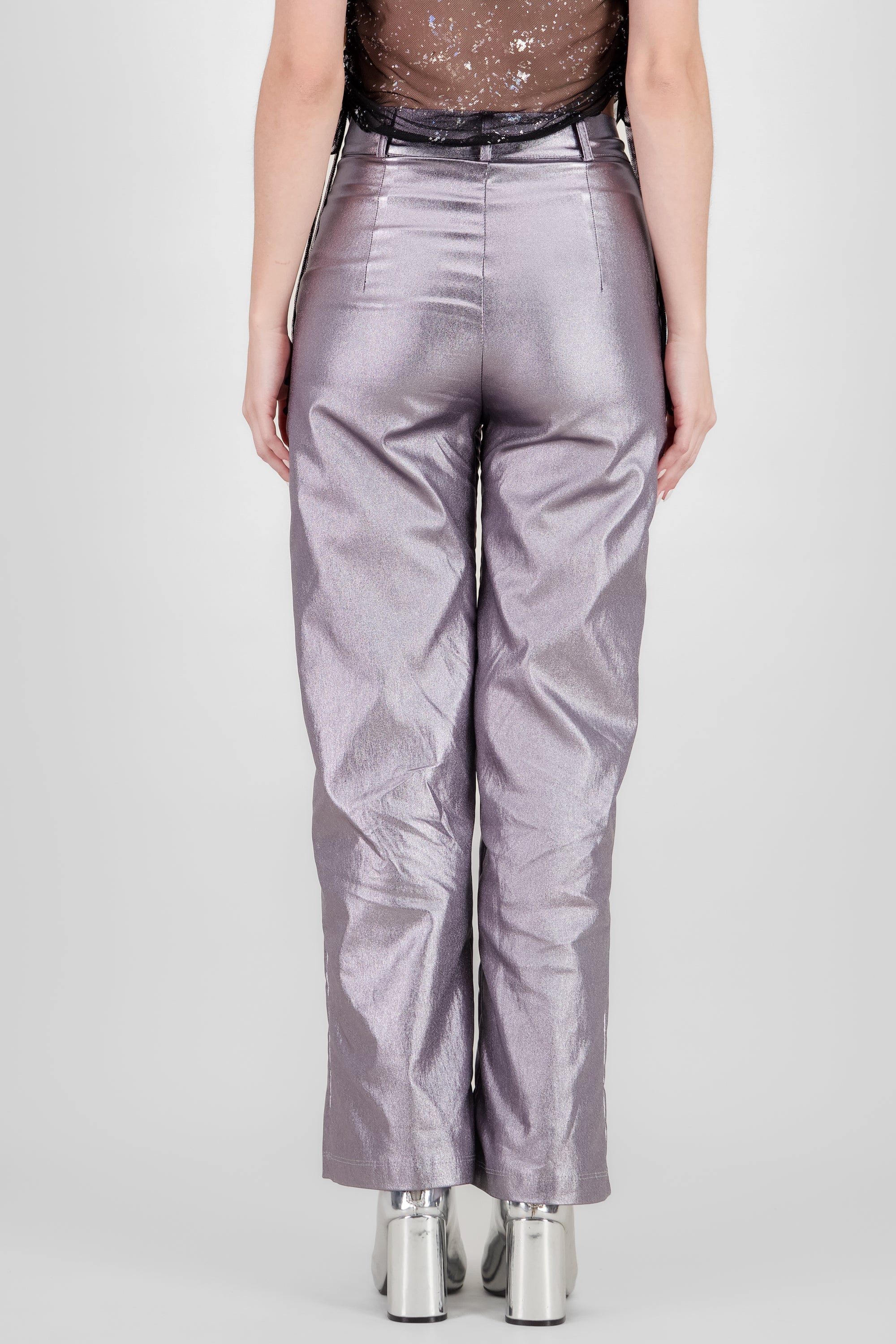 Wide Leg Metallic Pants SILVER