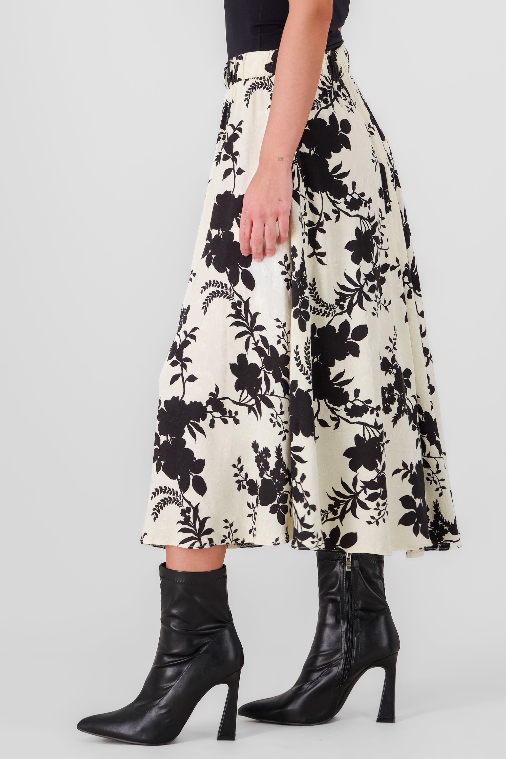 Floral Print Maxi Skirt WHITE COMBO