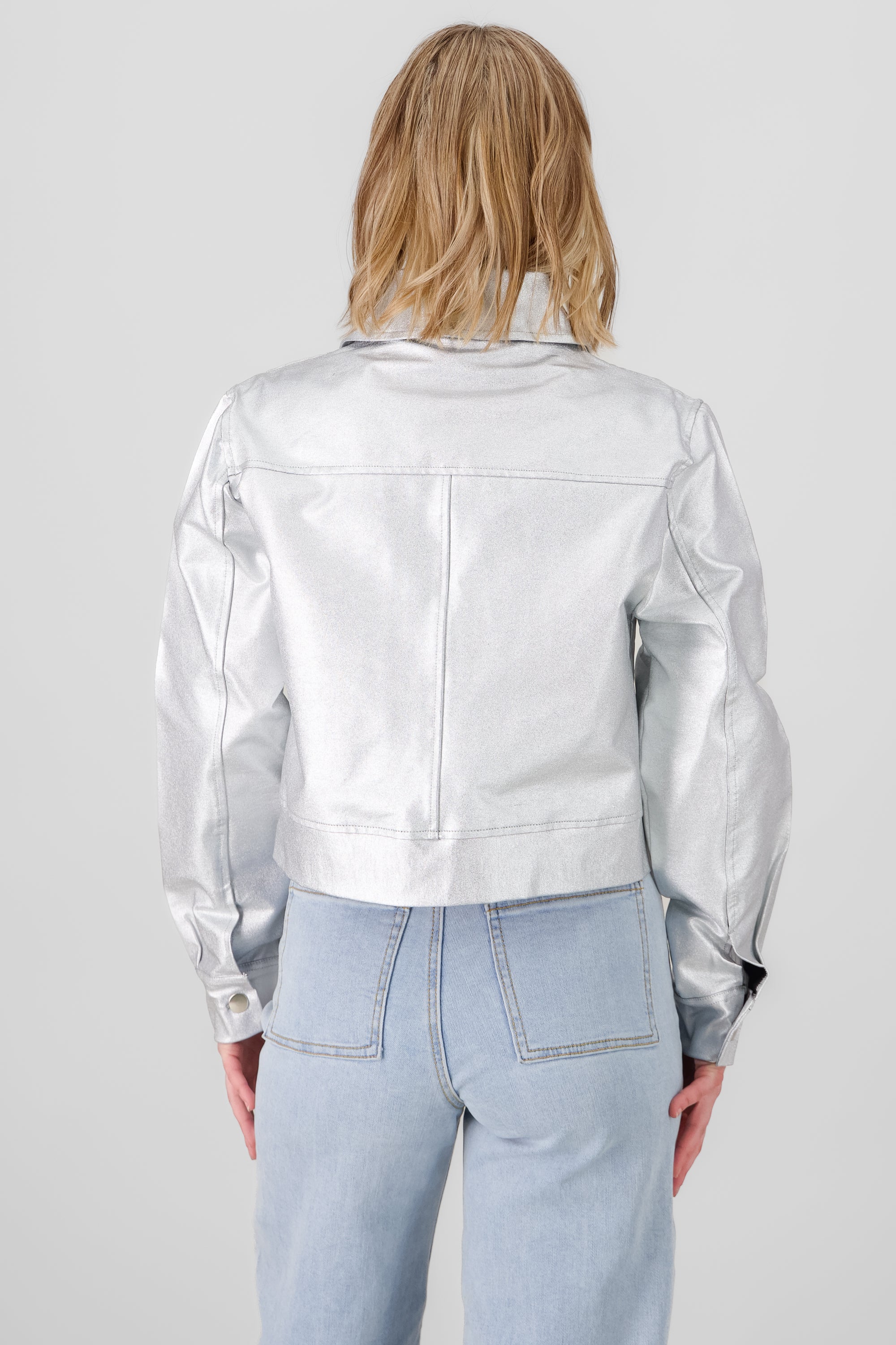 Metallic Jacket with Pocket Details SILVER