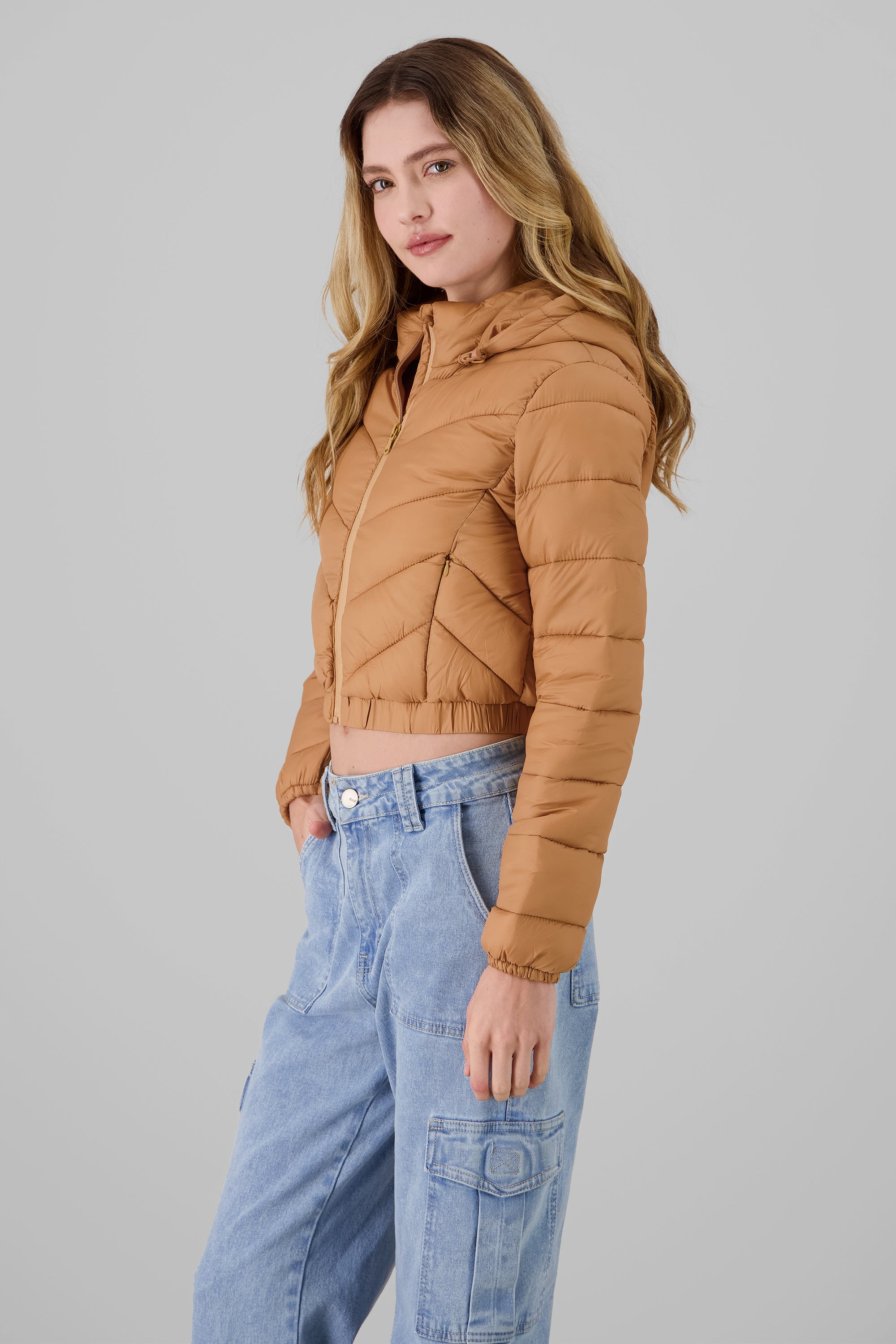 Puffer Jacket with Hood CAMEL