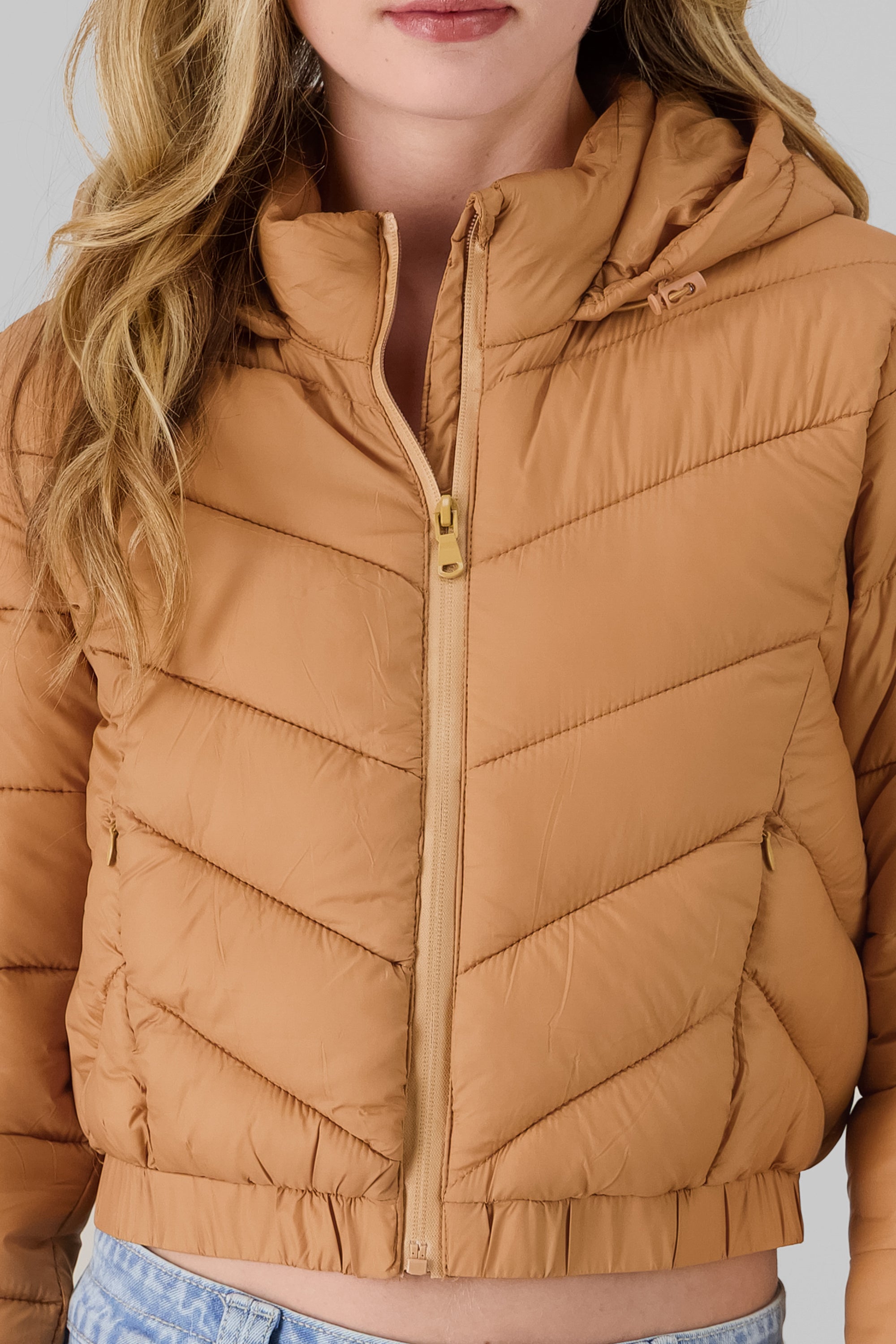 Puffer Jacket with Hood CAMEL