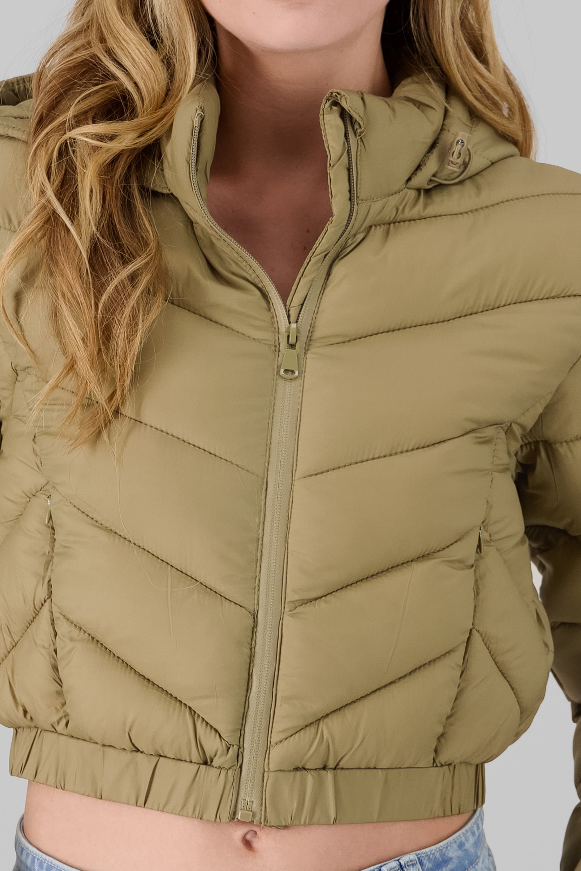 Puffer Jacket with Hood OLIVE