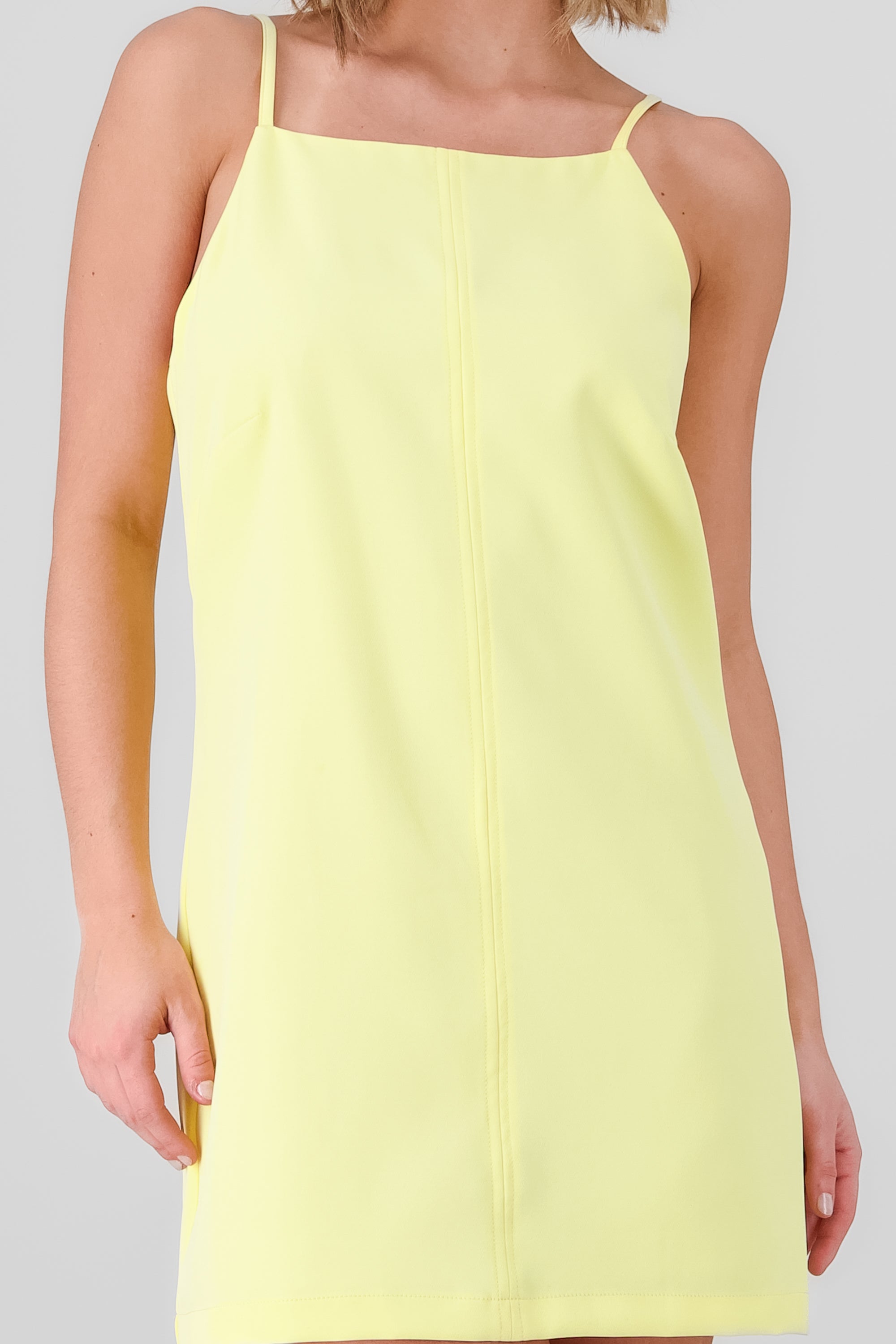 Basic Solid Dress PASTEL YELLOW