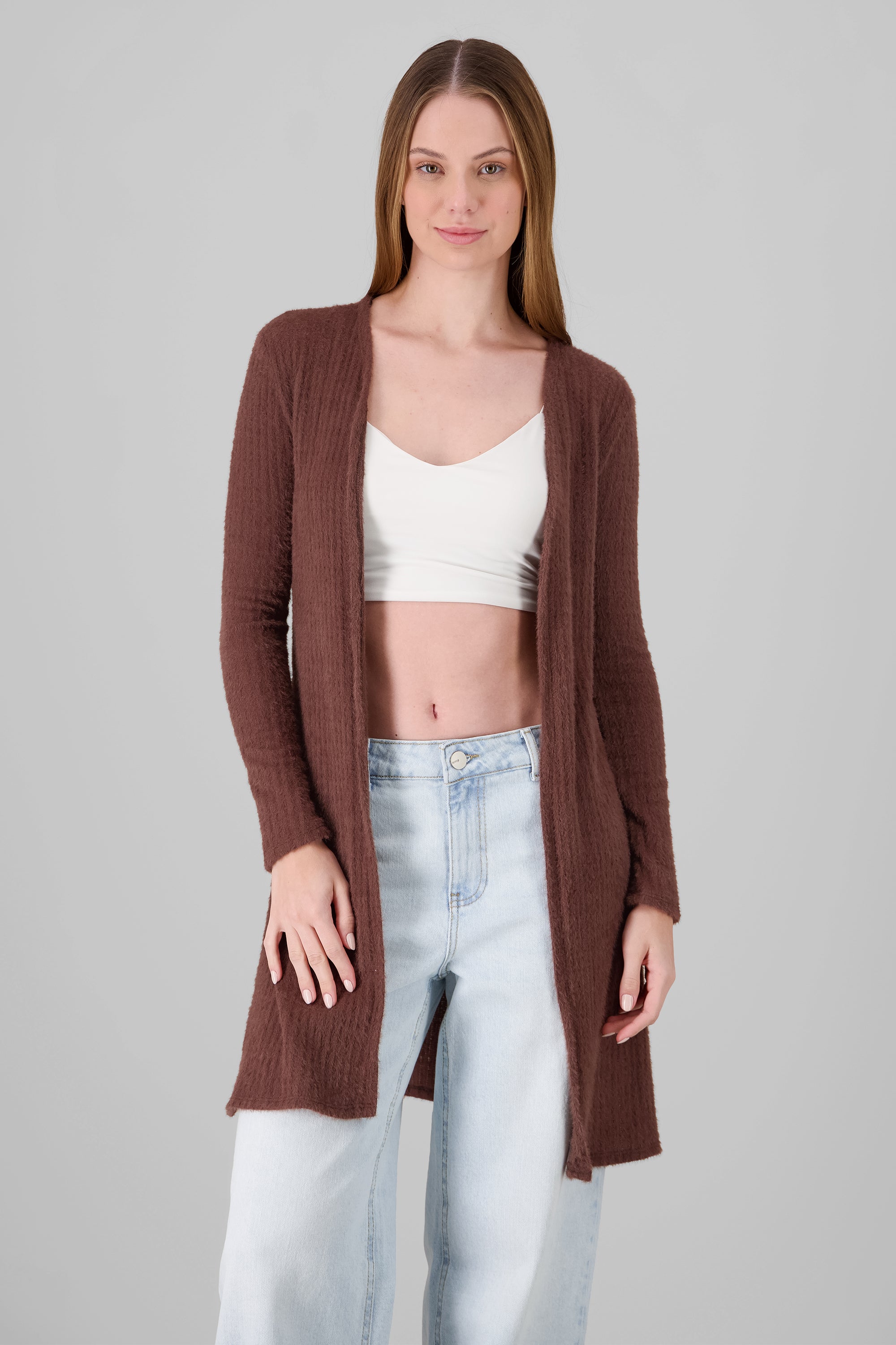 Long Soft Touch Cardigan BROWN