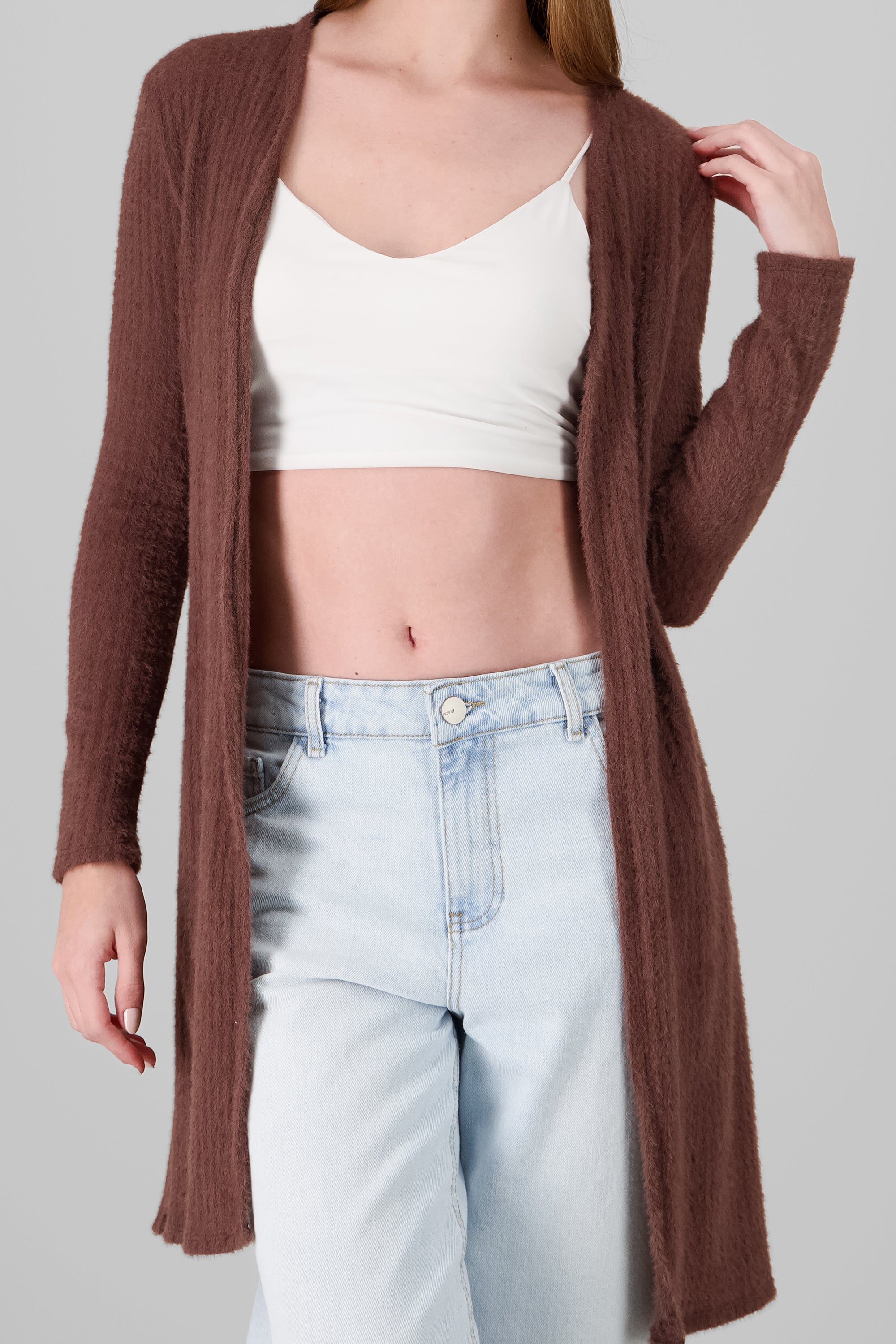 Long Soft Touch Cardigan BROWN