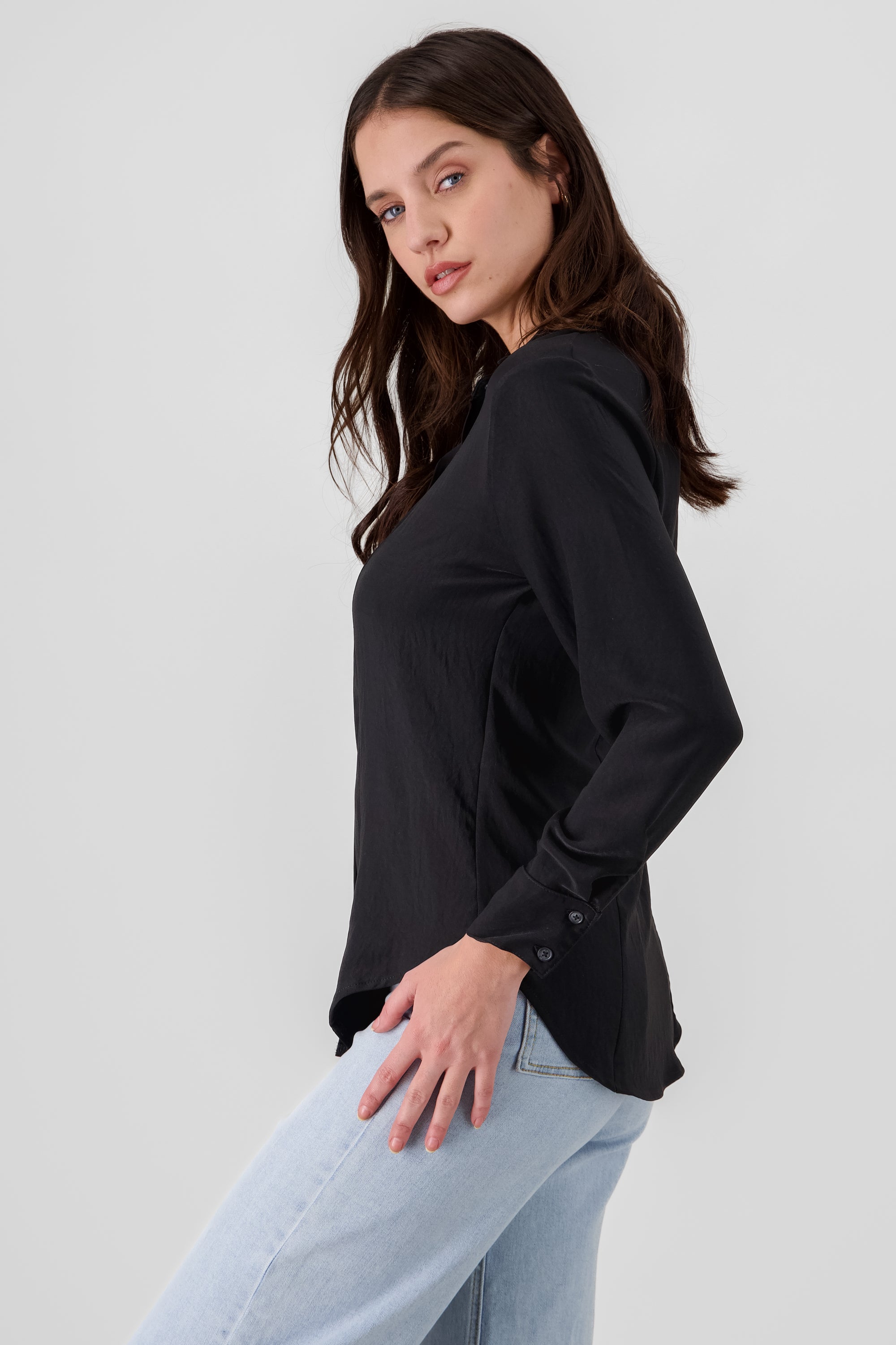 Long Sleeve Solid Shirt BLACK