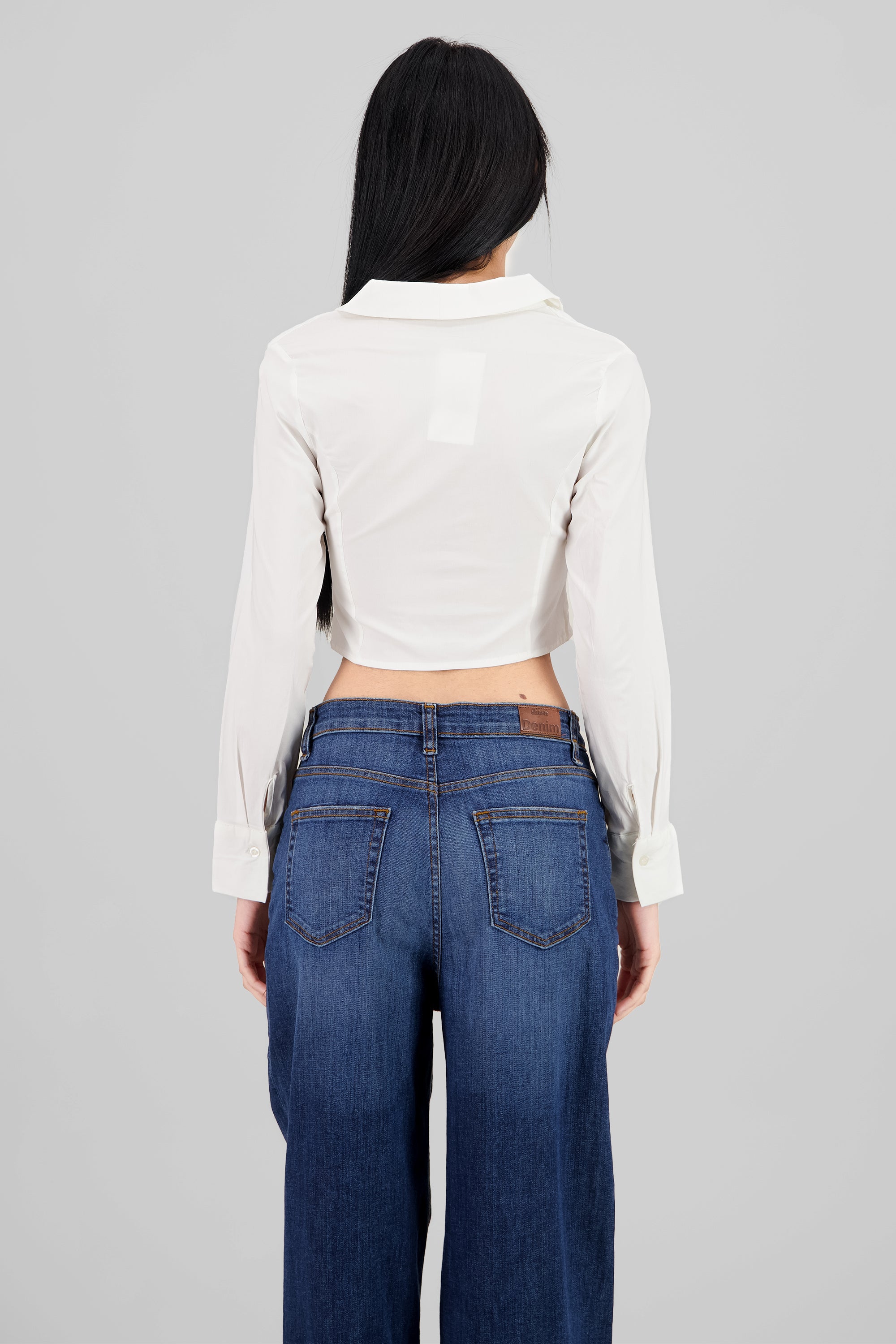 Solid Cropped Shirt WHITE