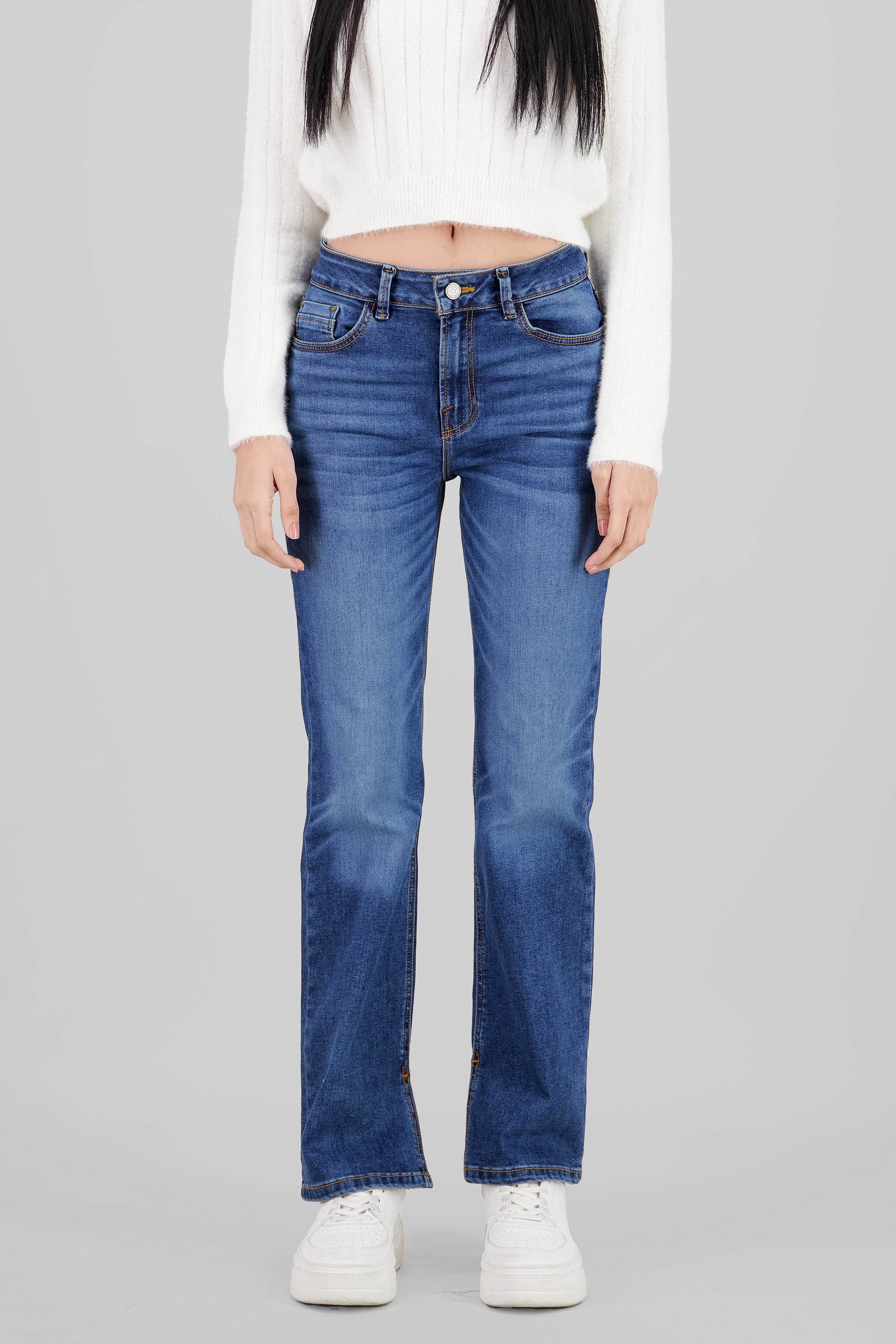 Bootcut Jeans with Slit STONE