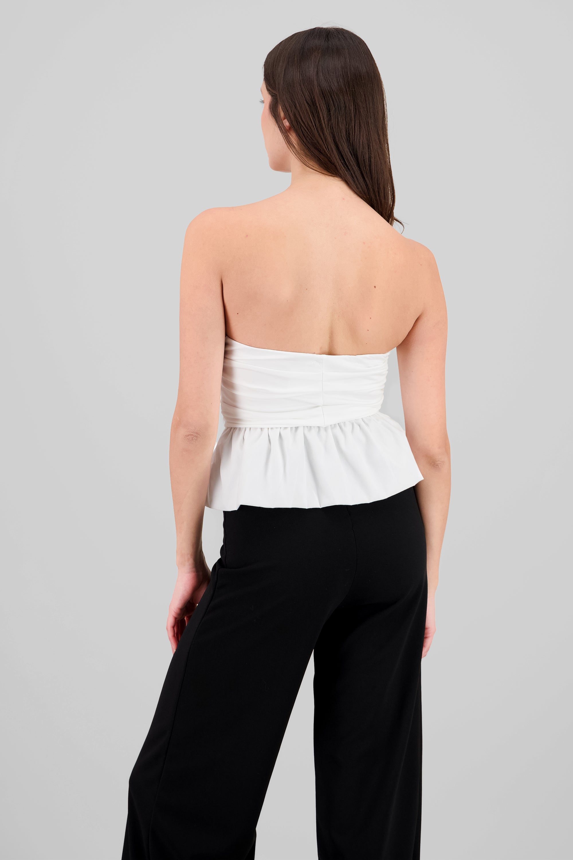 Volume Strapless Top with WHITE