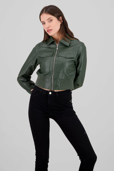 Faux Leather Jacket GREEN