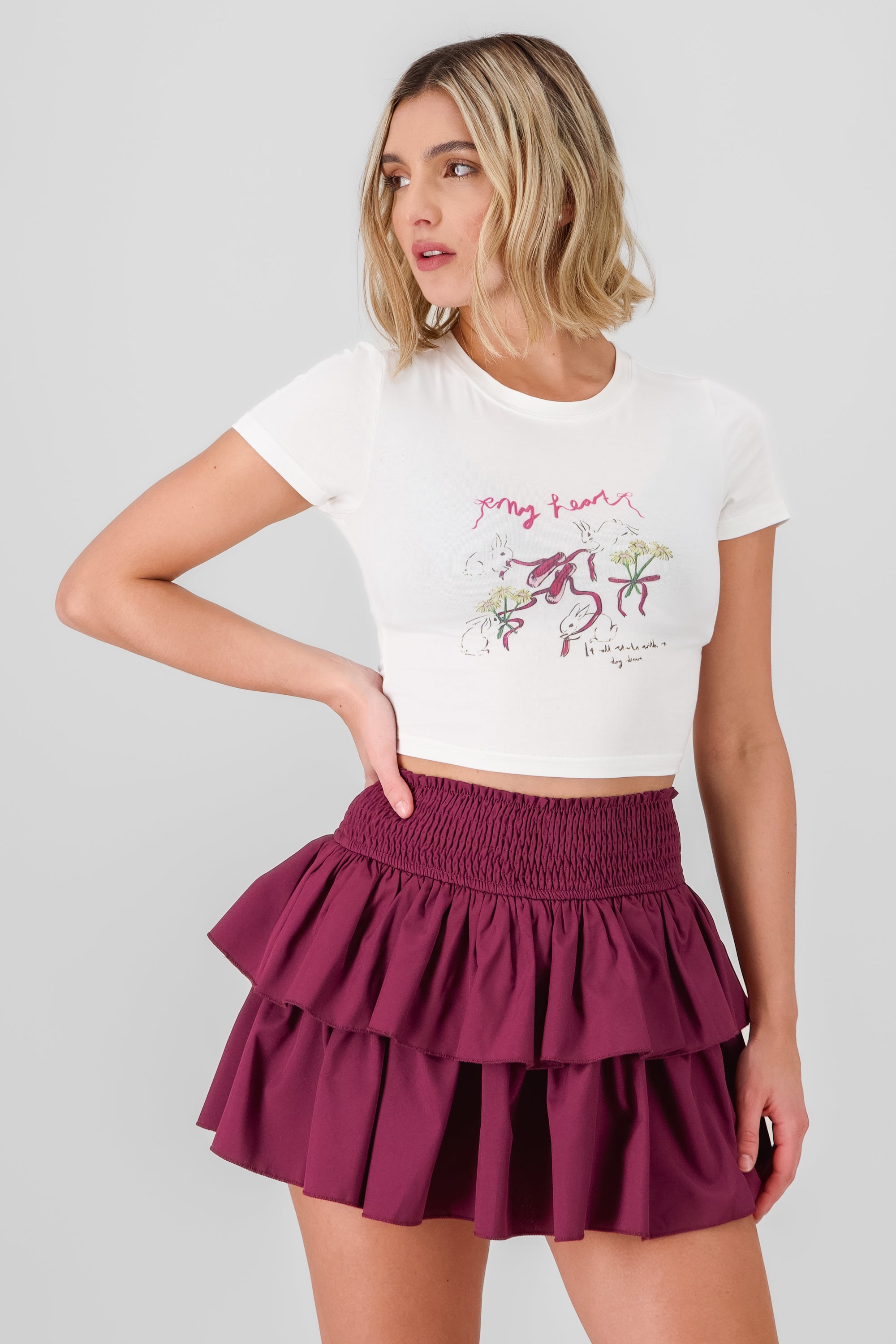 Printed Cropped Top WHITE