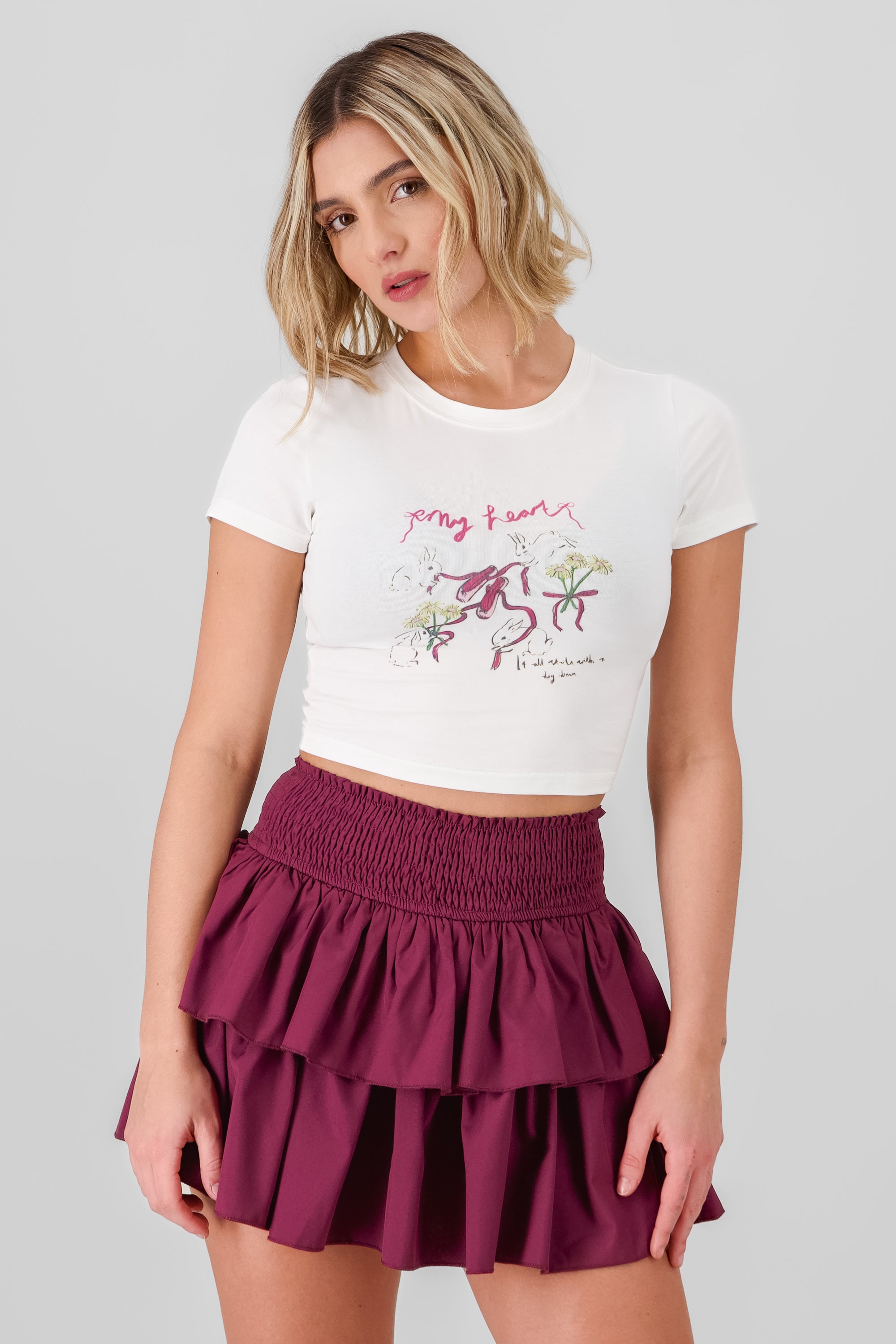 Printed Cropped Top WHITE