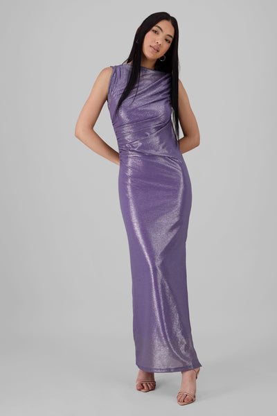 Glitter Draped Maxi Dress PASTEL PURPLE