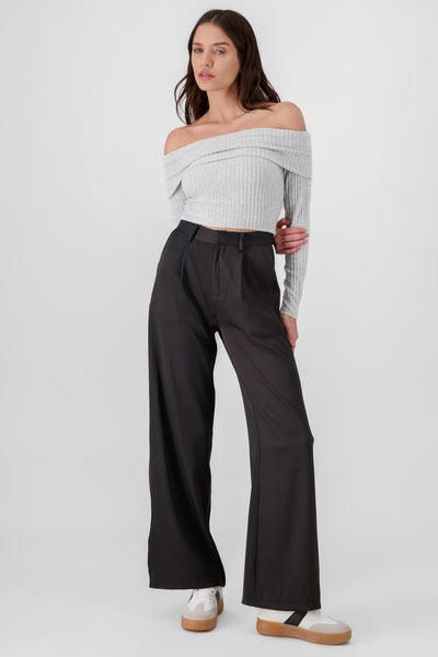 Tailored Pants with Contrast Stripes BLACK