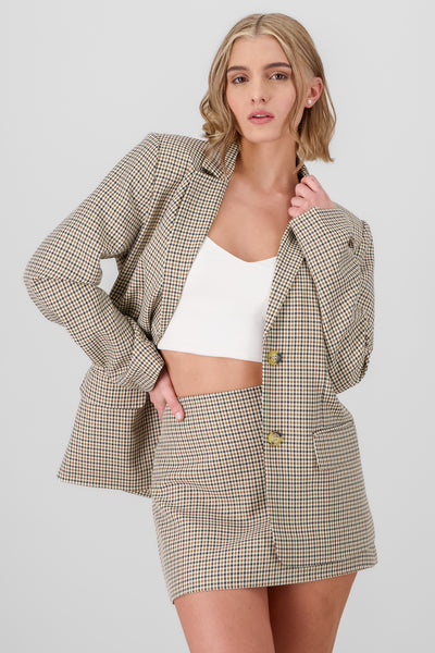 Checkered Blazer BROWN COMBO