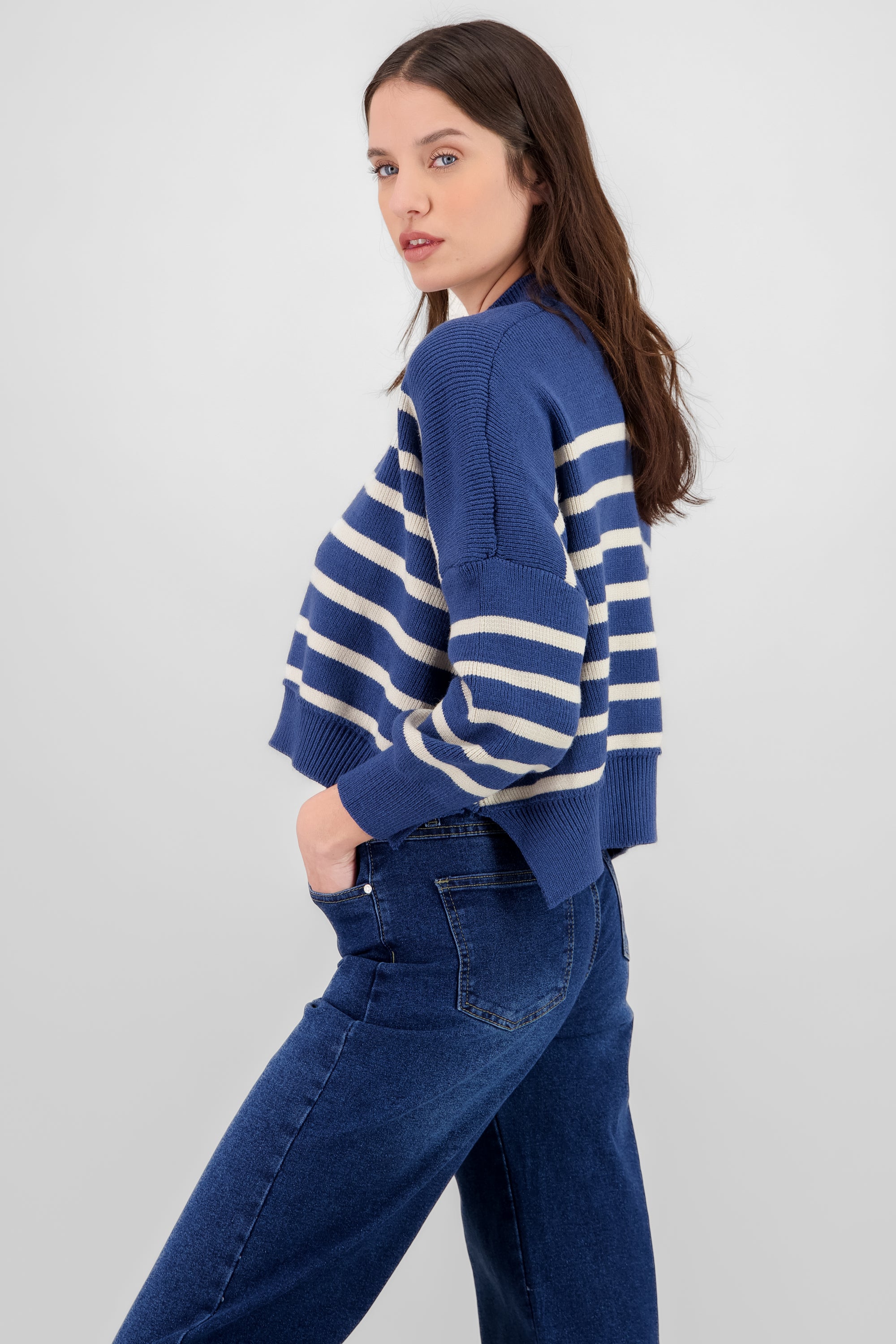 Soft Striped Sweater BLUE COMBO