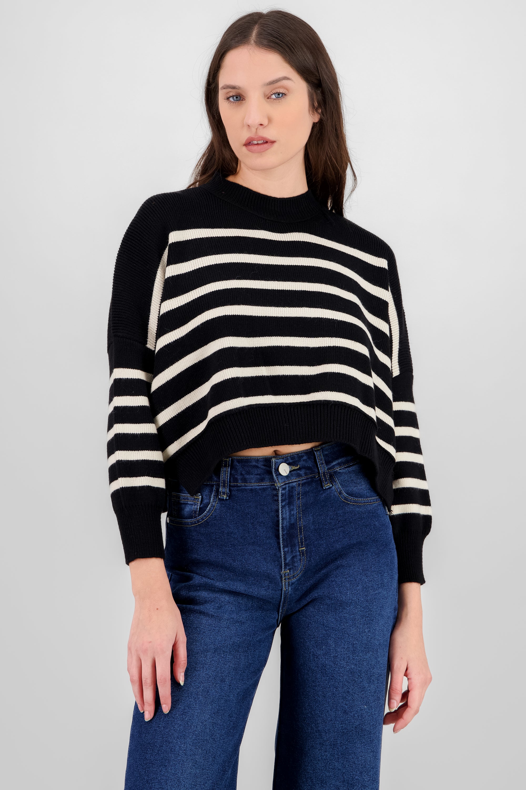 Soft Striped Sweater BLACK COMBO