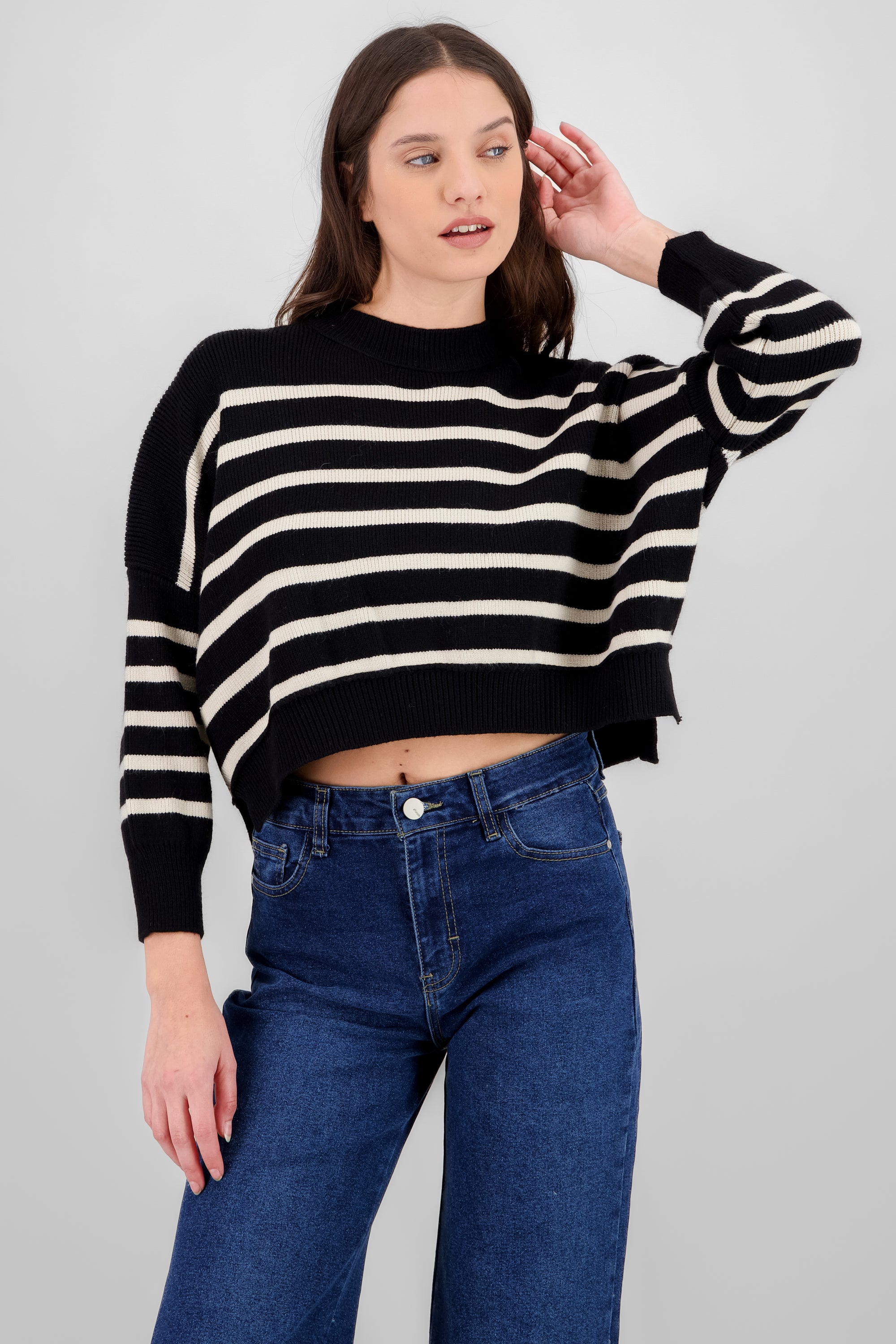 Soft Striped Sweater BLACK COMBO