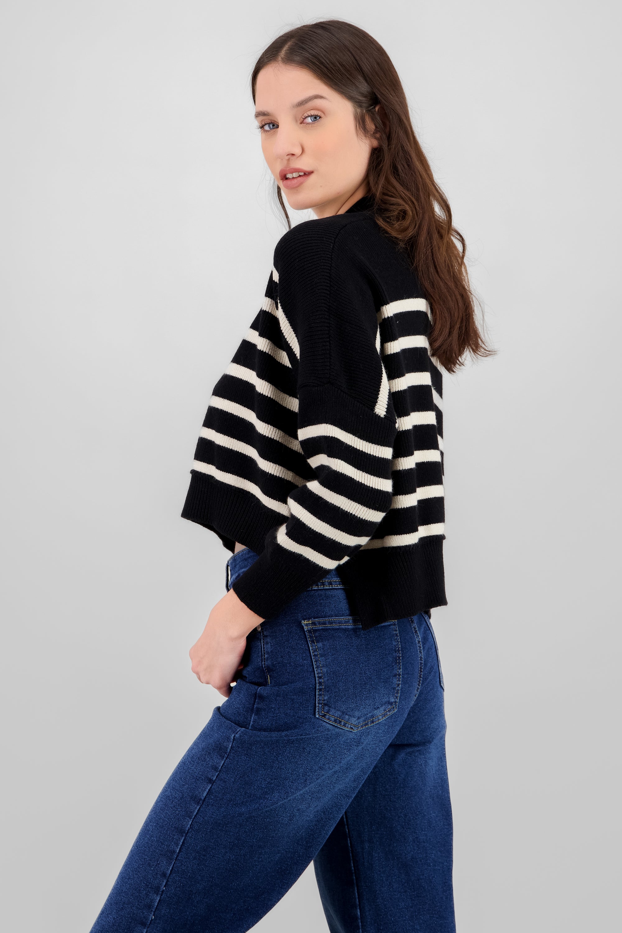 Soft Striped Sweater BLACK COMBO