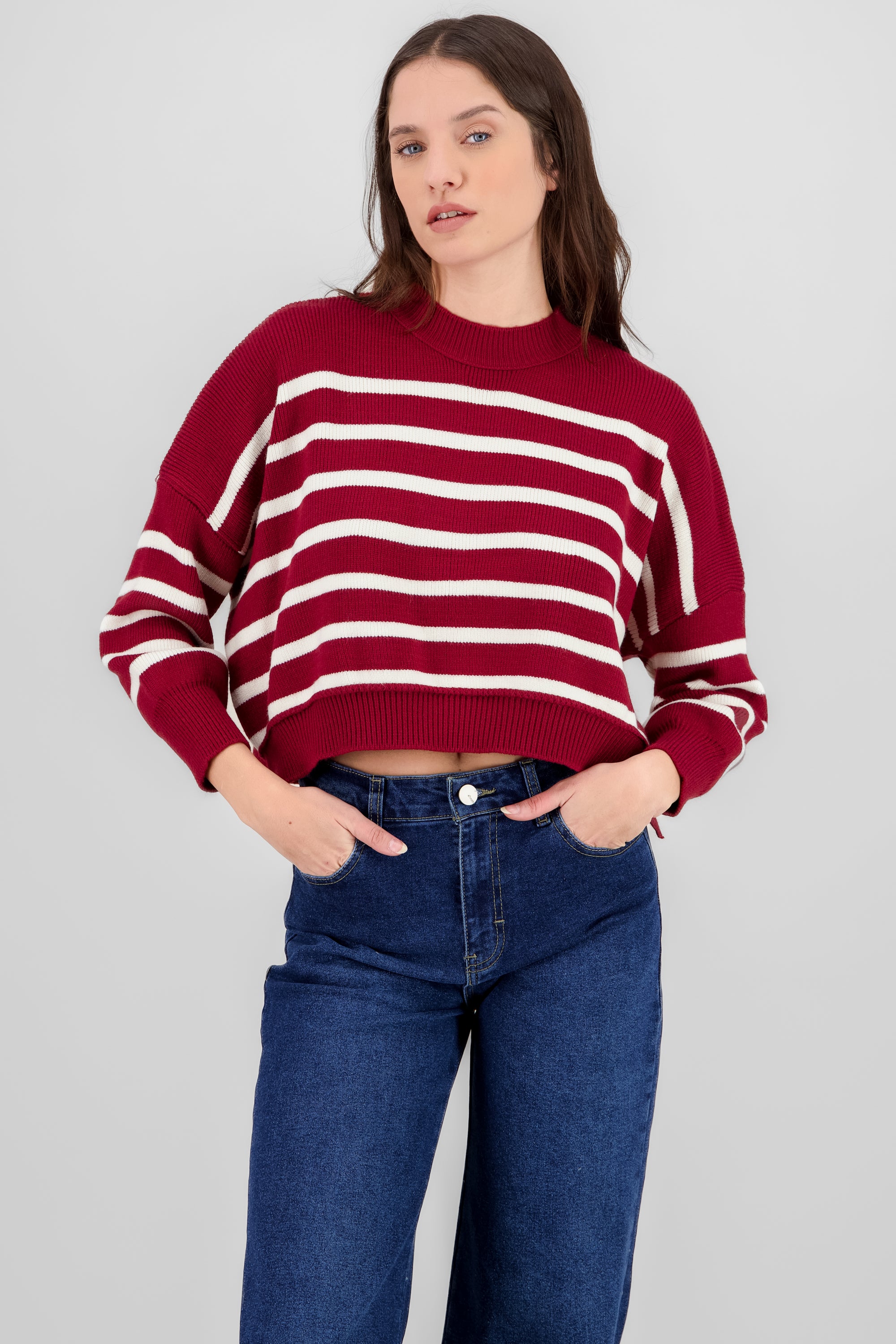 Soft Striped Sweater BURGUNDY COMBO