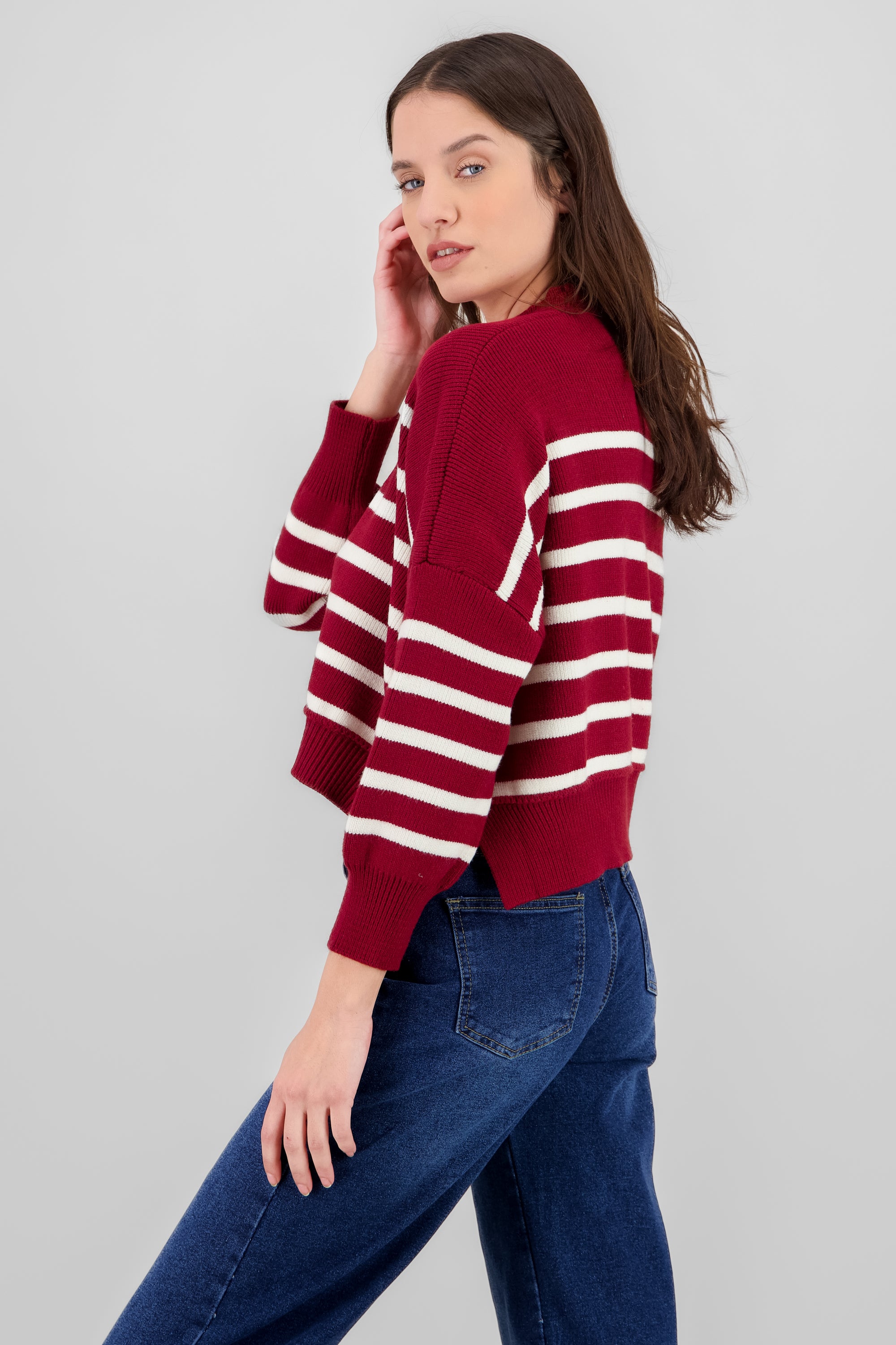 Soft Striped Sweater BURGUNDY COMBO