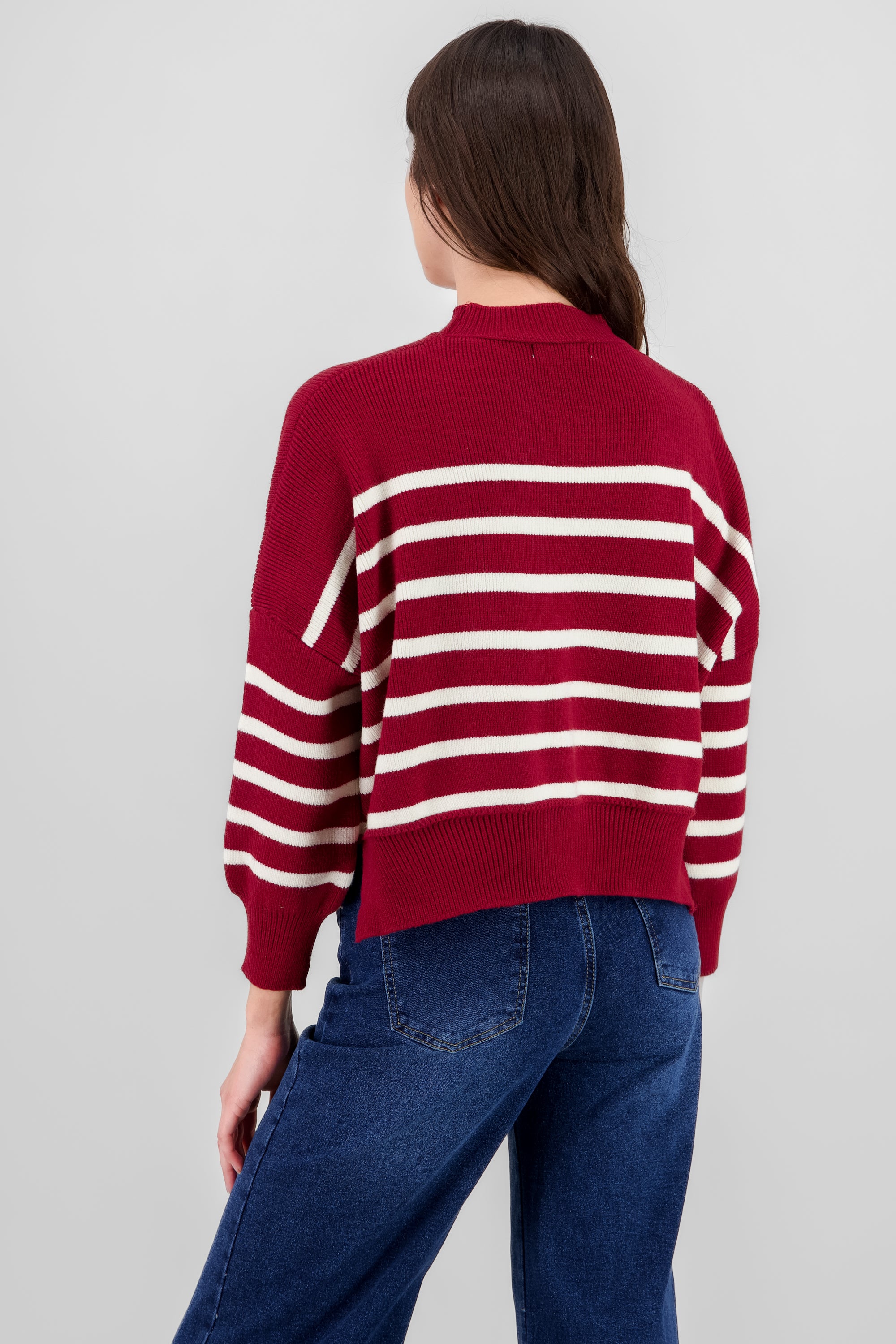 Soft Striped Sweater BURGUNDY COMBO