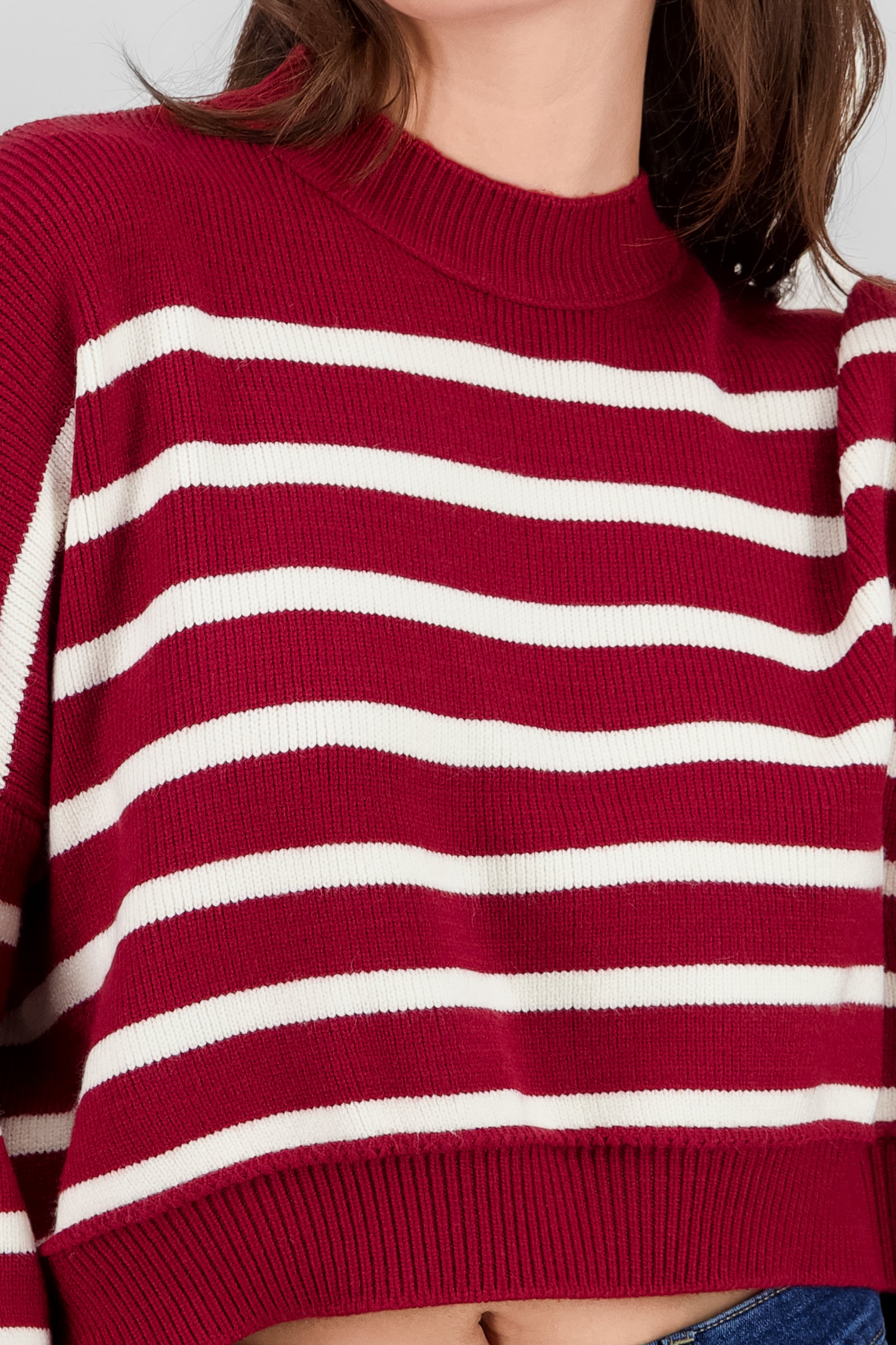 Soft Striped Sweater BURGUNDY COMBO