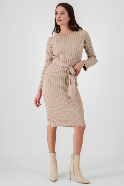 Knitted Midi Dress BEIGE