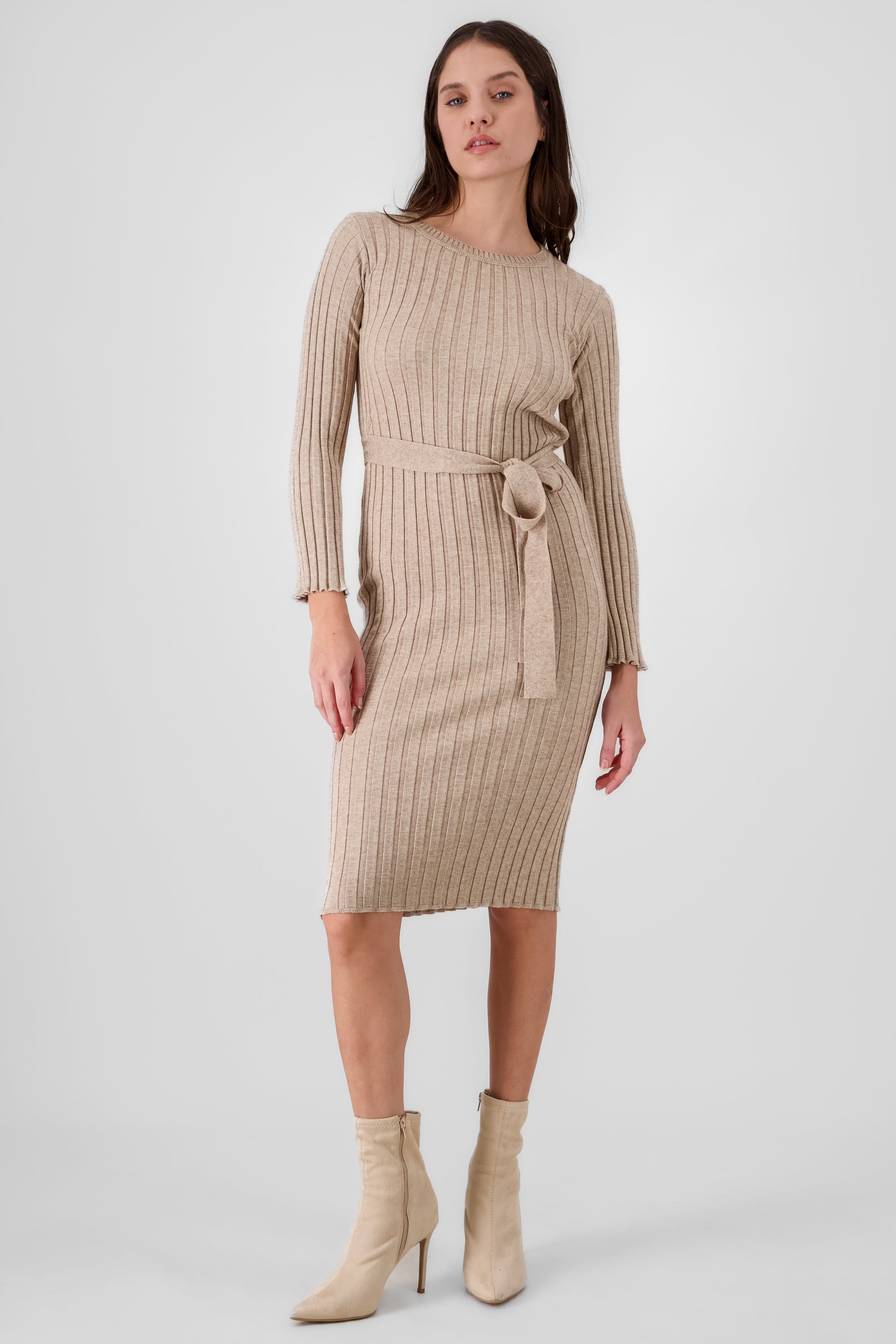 Knitted Midi Dress BEIGE