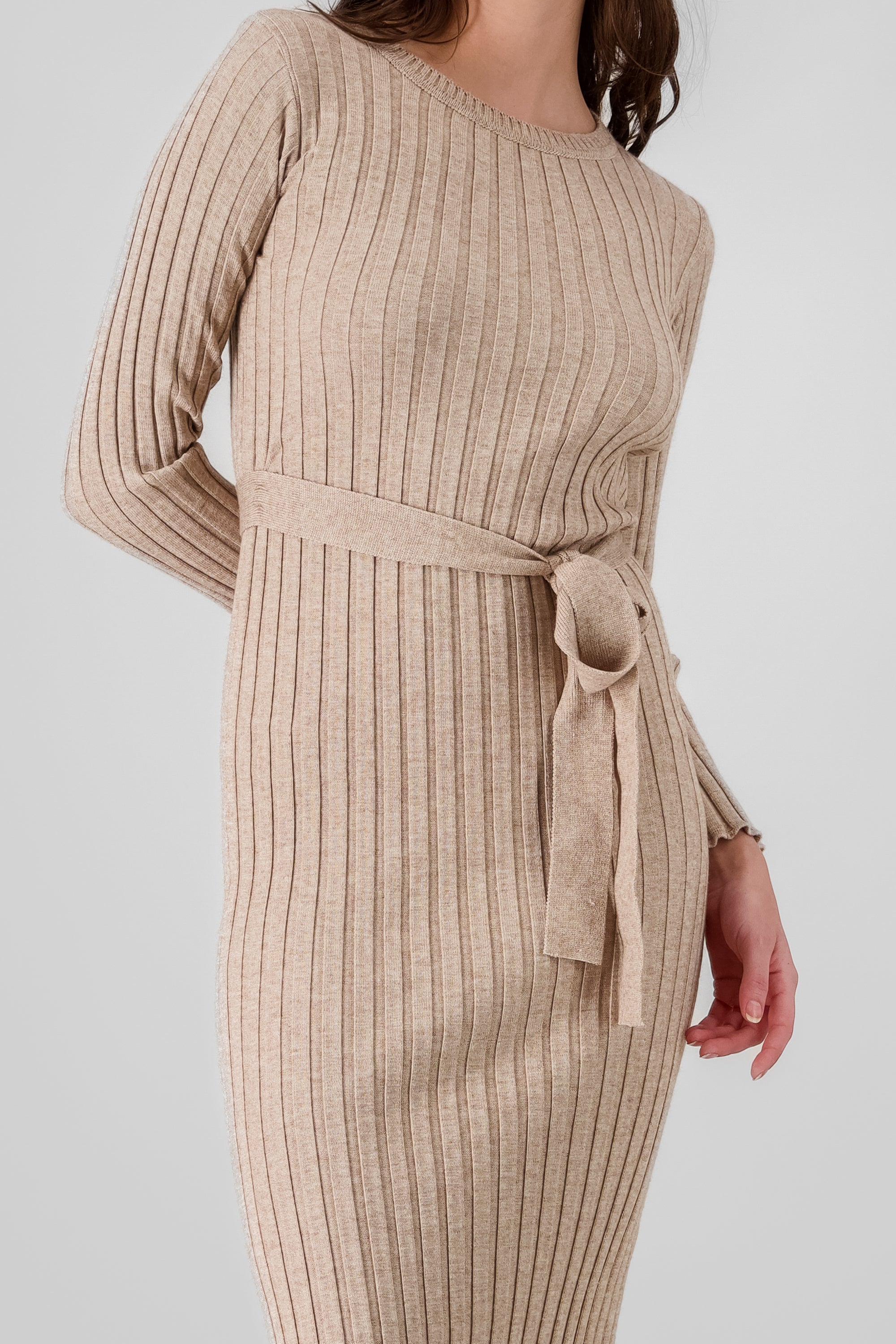 Knitted Midi Dress BEIGE