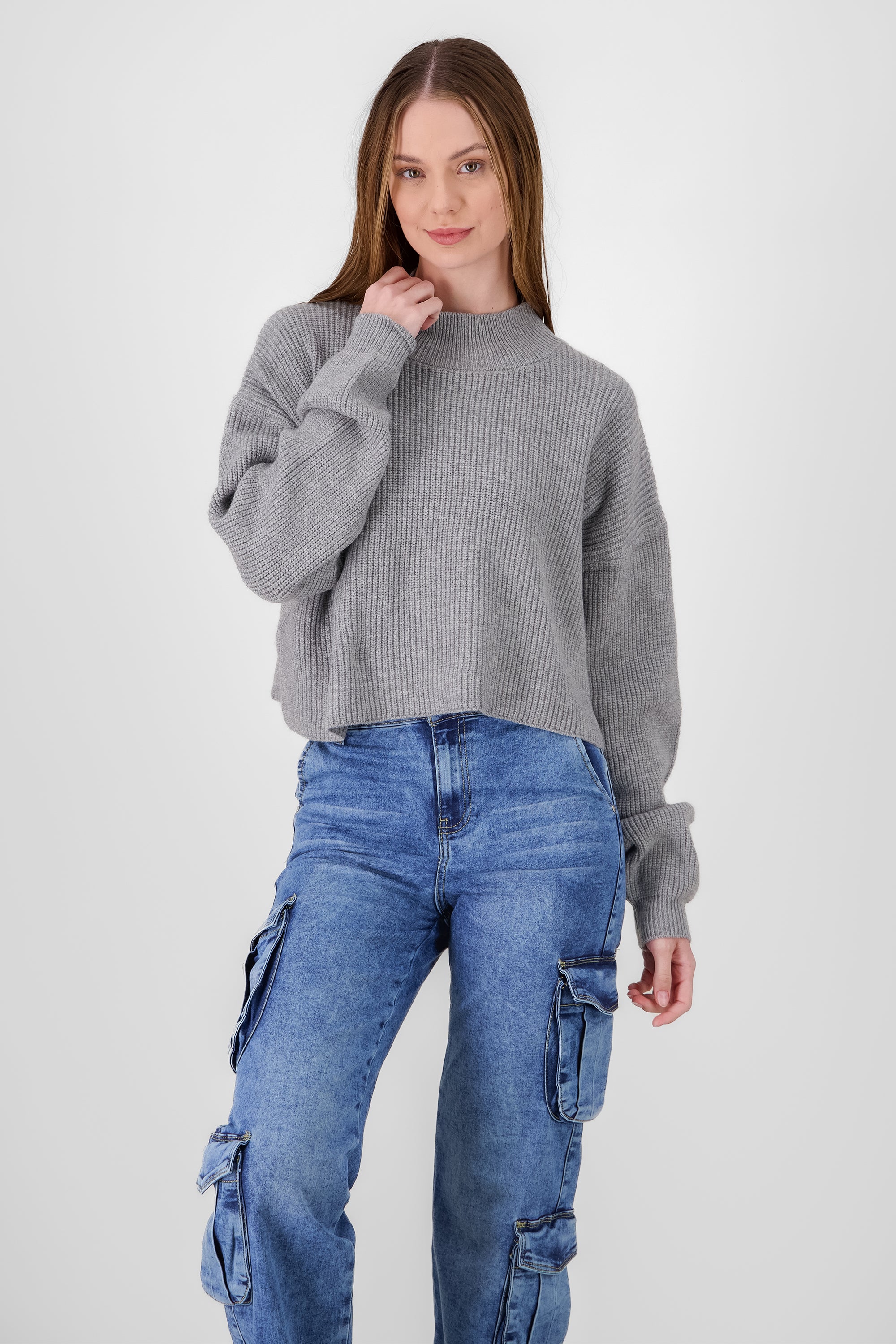 Soft Solid Turtleneck Sweater GRAY