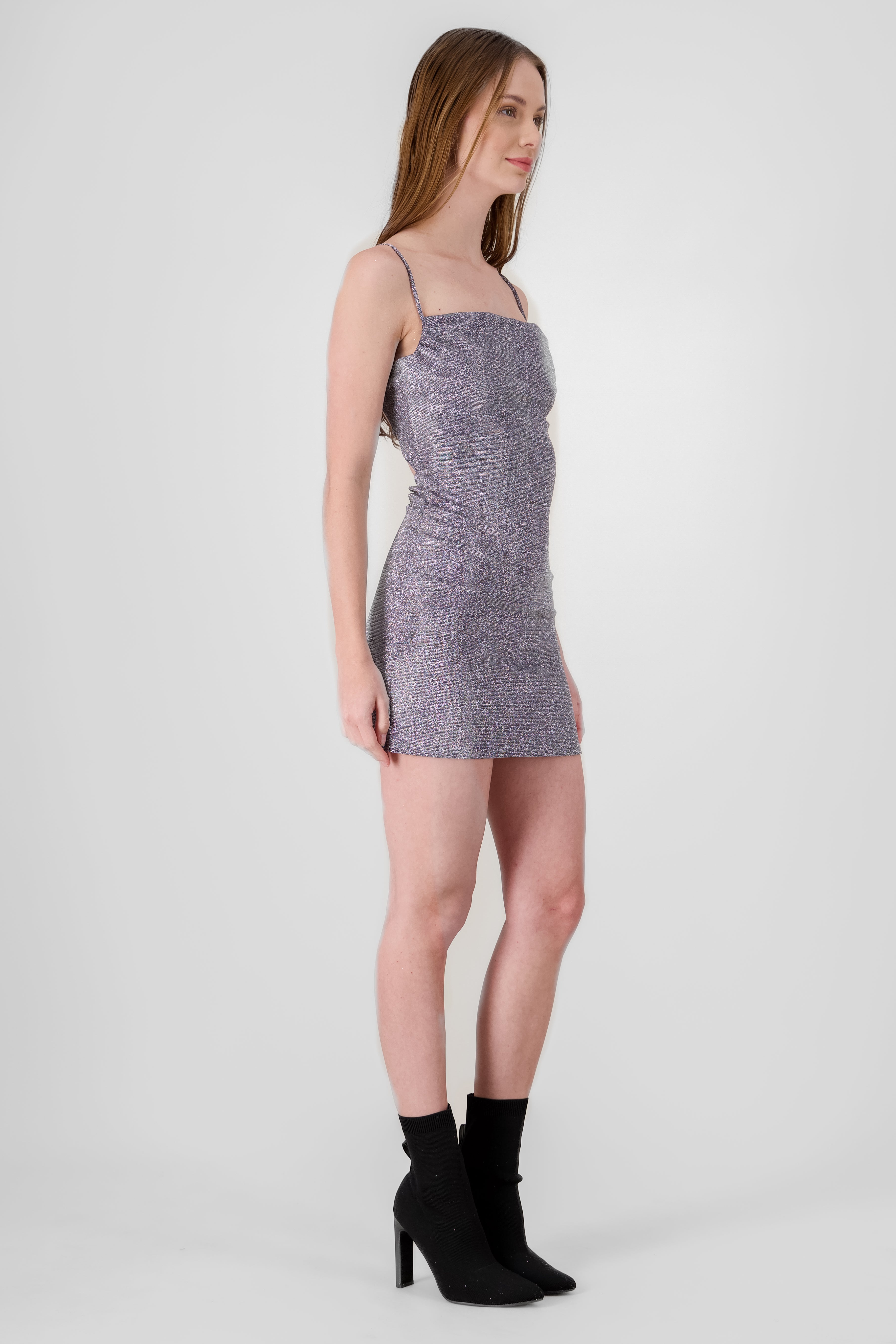 Metallic Textured Mini Dress SILVER