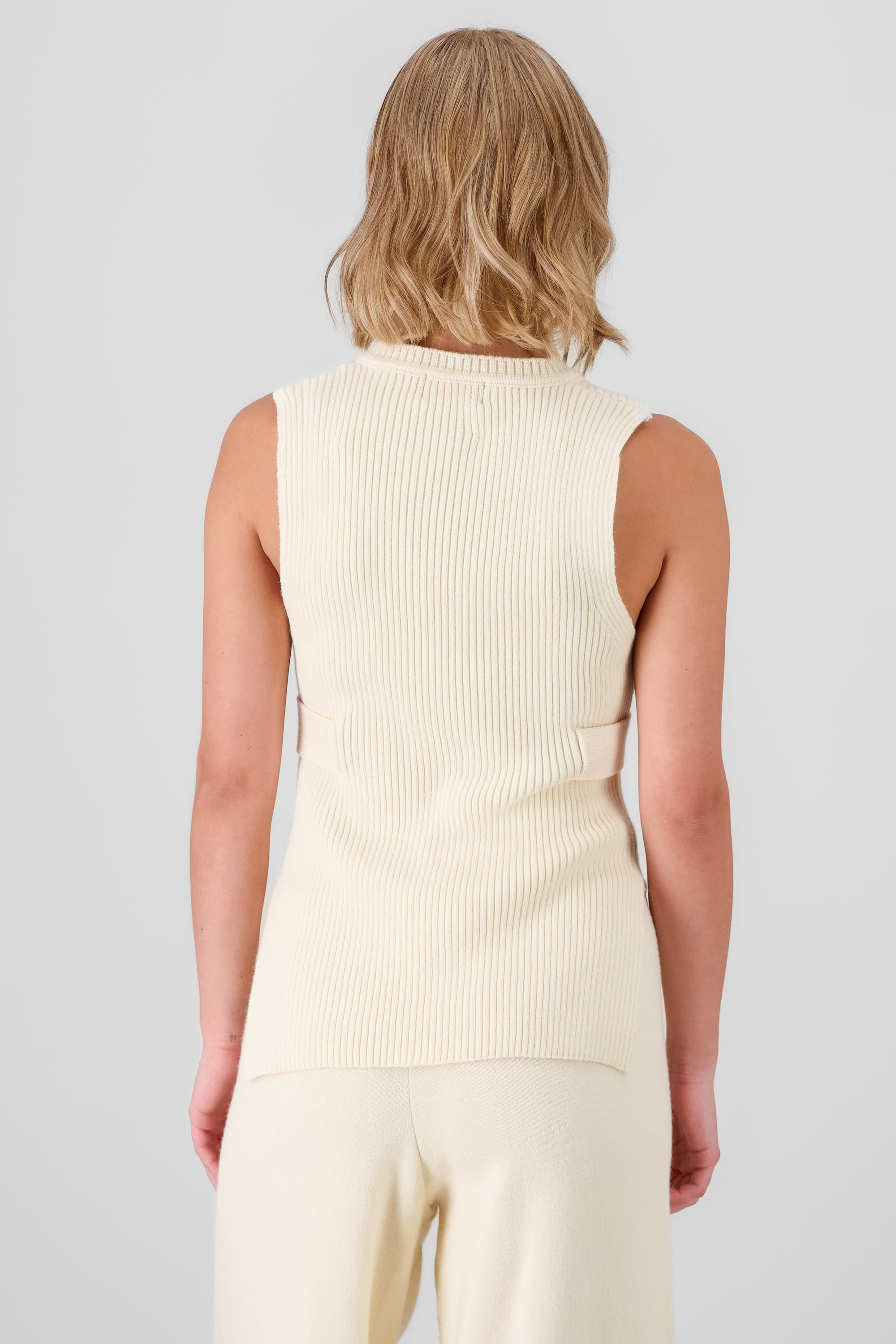 Long Knitted Vest CREAM