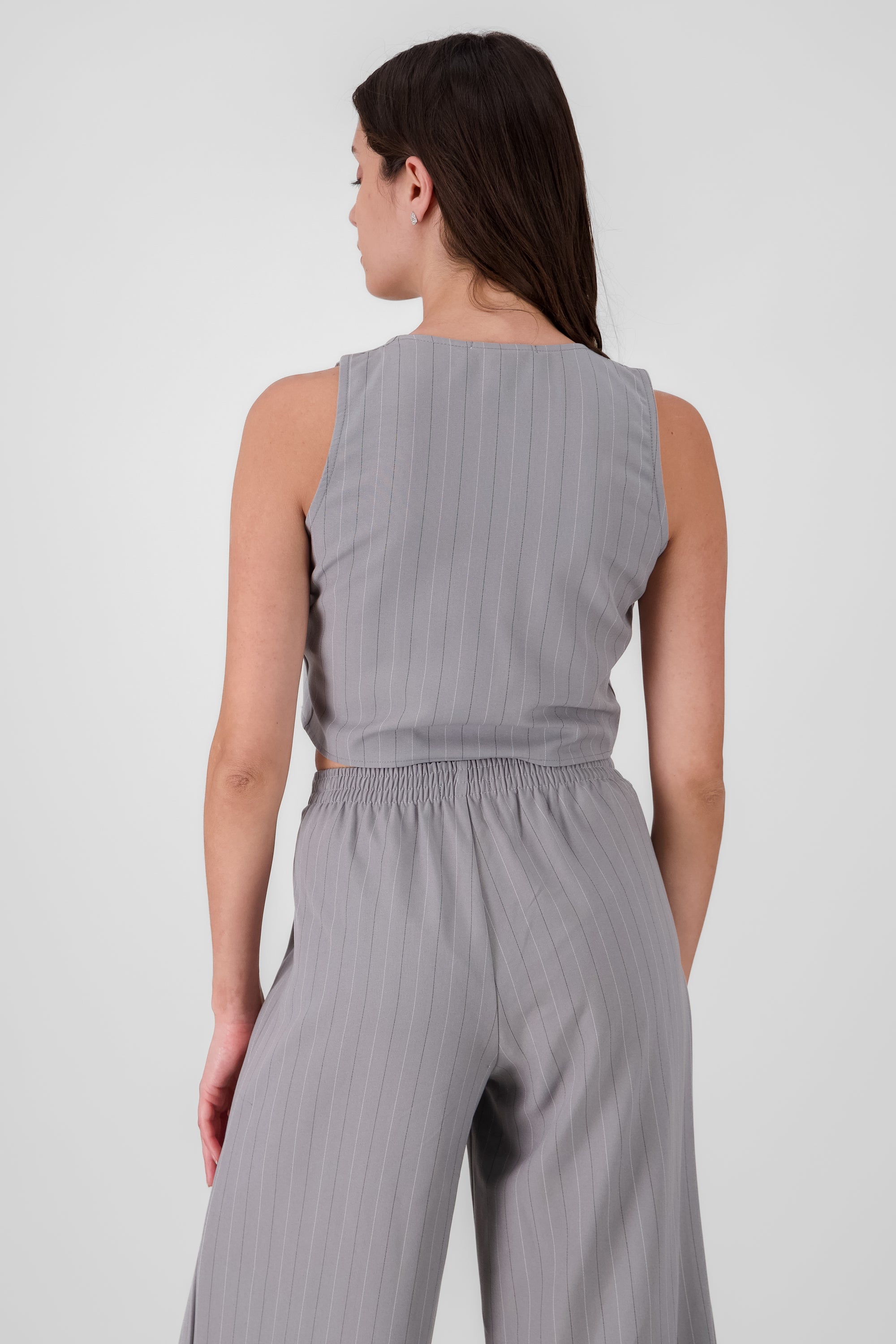 Striped Vest with Bow Detail GRAY COMBO