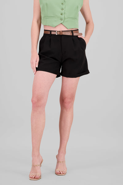 Valencian Belt Shorts BLACK