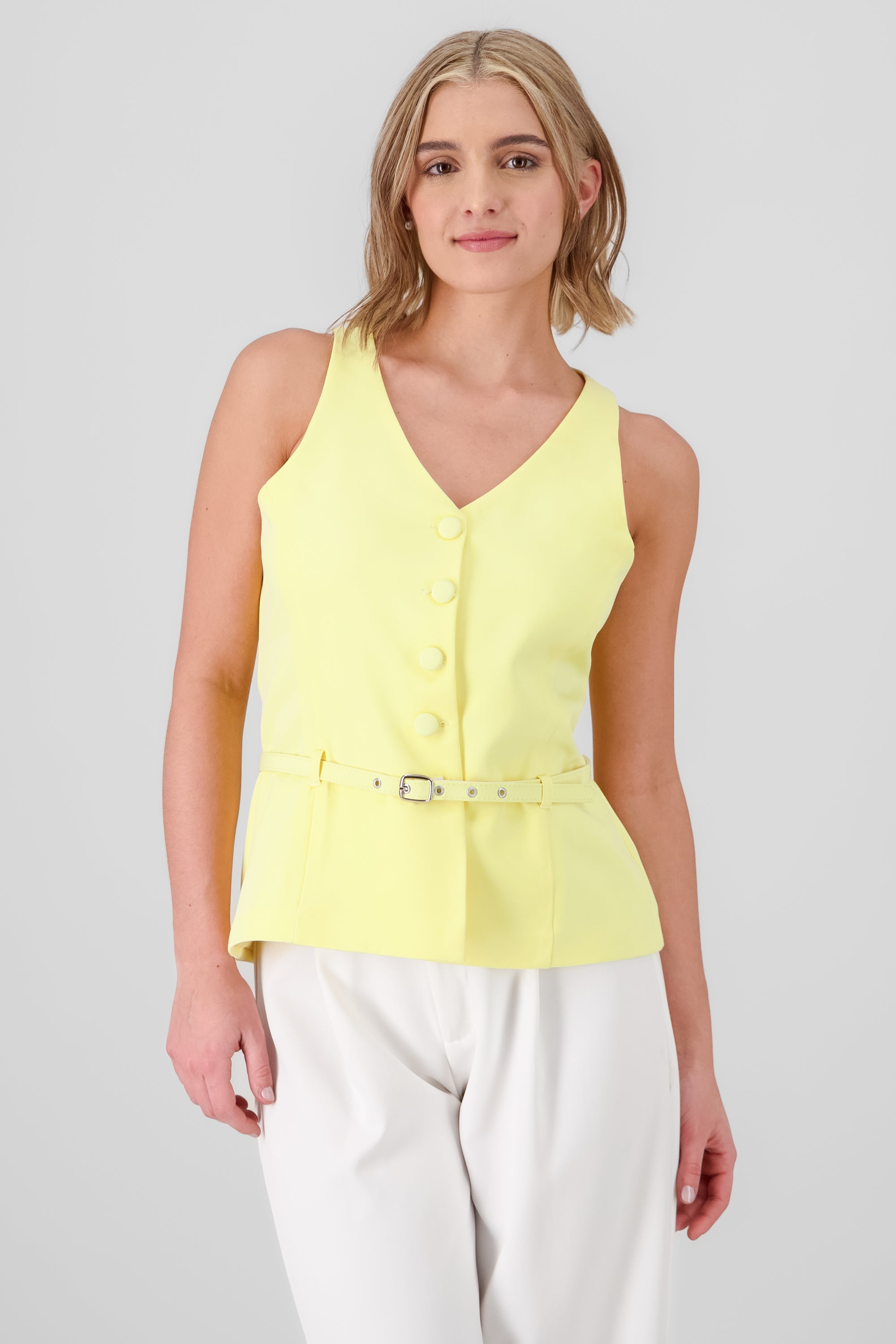 Buttons and Belt Vest YELLOW