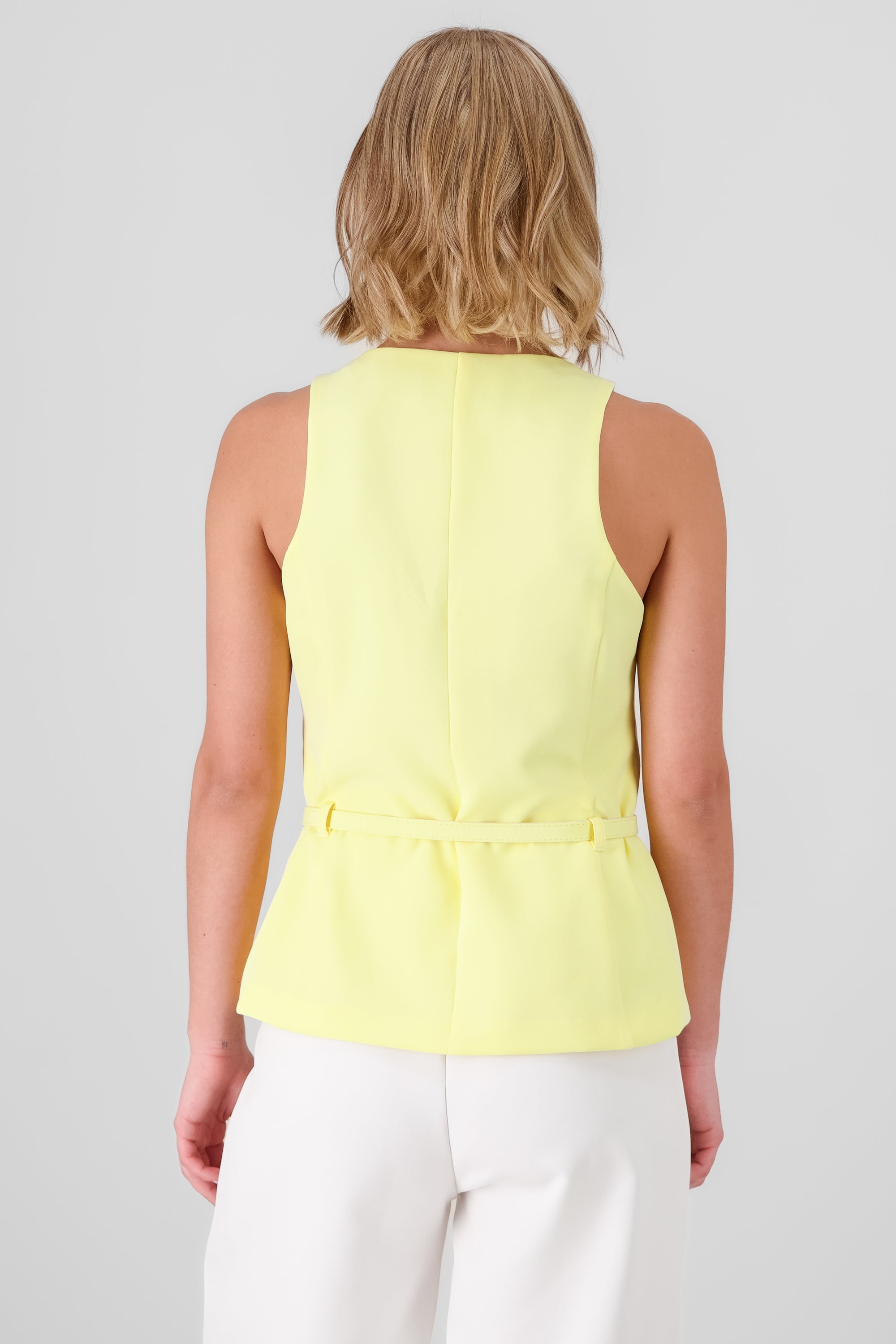 Buttons and Belt Vest YELLOW