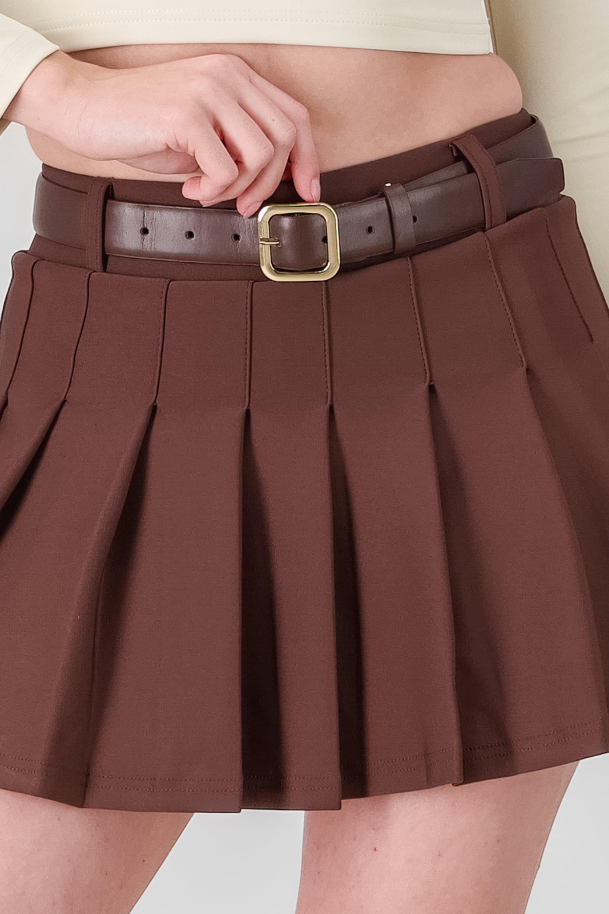 Plated Mini Skirt CHOCOLATE