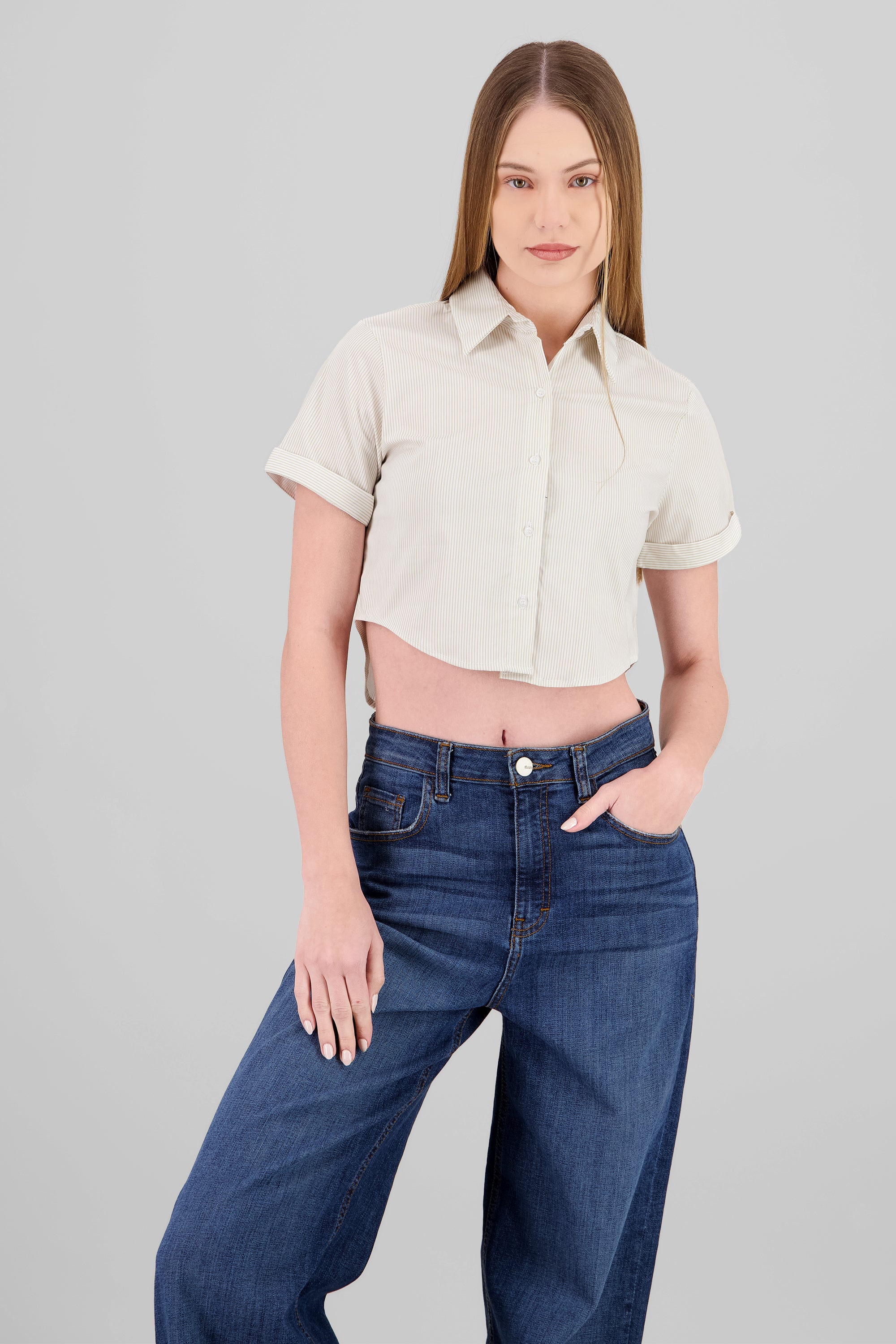 Cropped Short Sleeve Shirt SAND