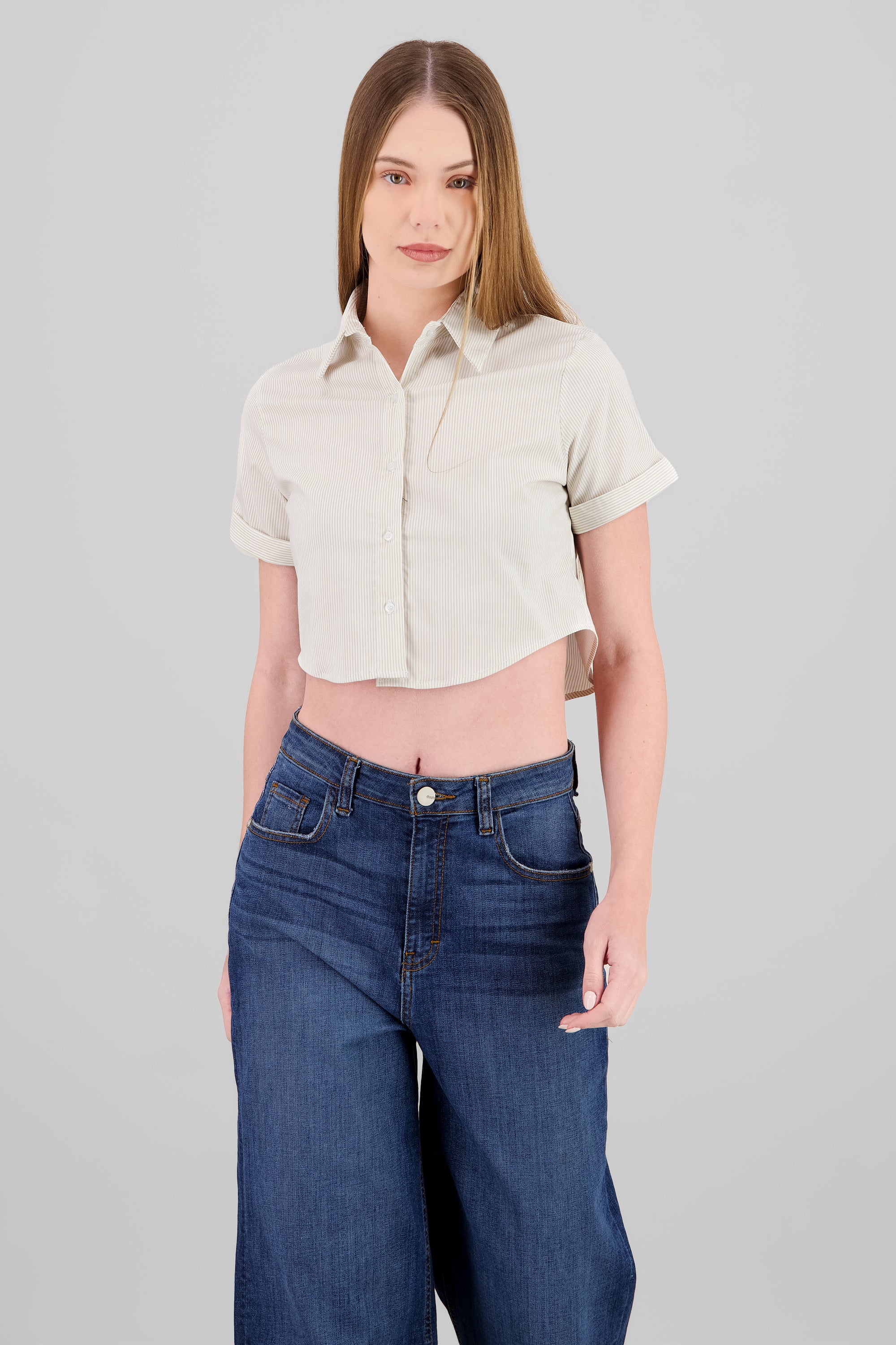 Cropped Short Sleeve Shirt SAND