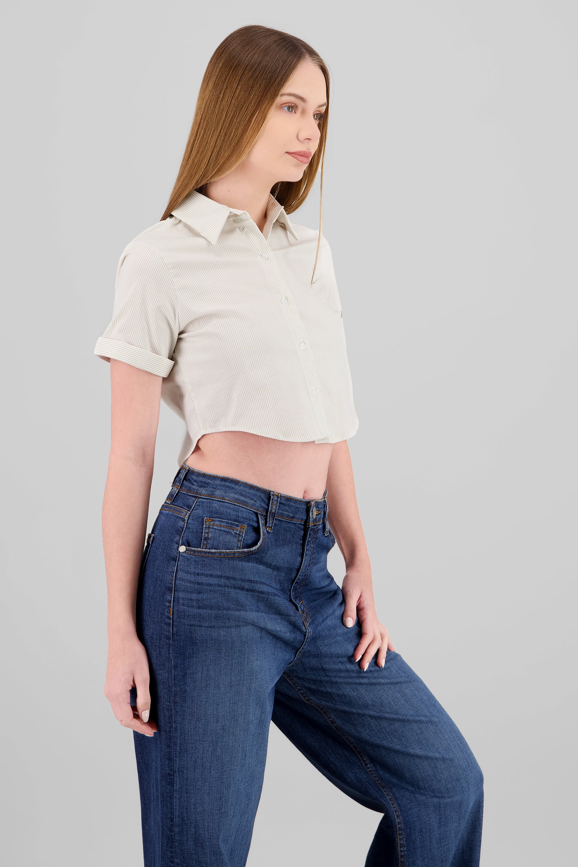 Cropped Short Sleeve Shirt SAND