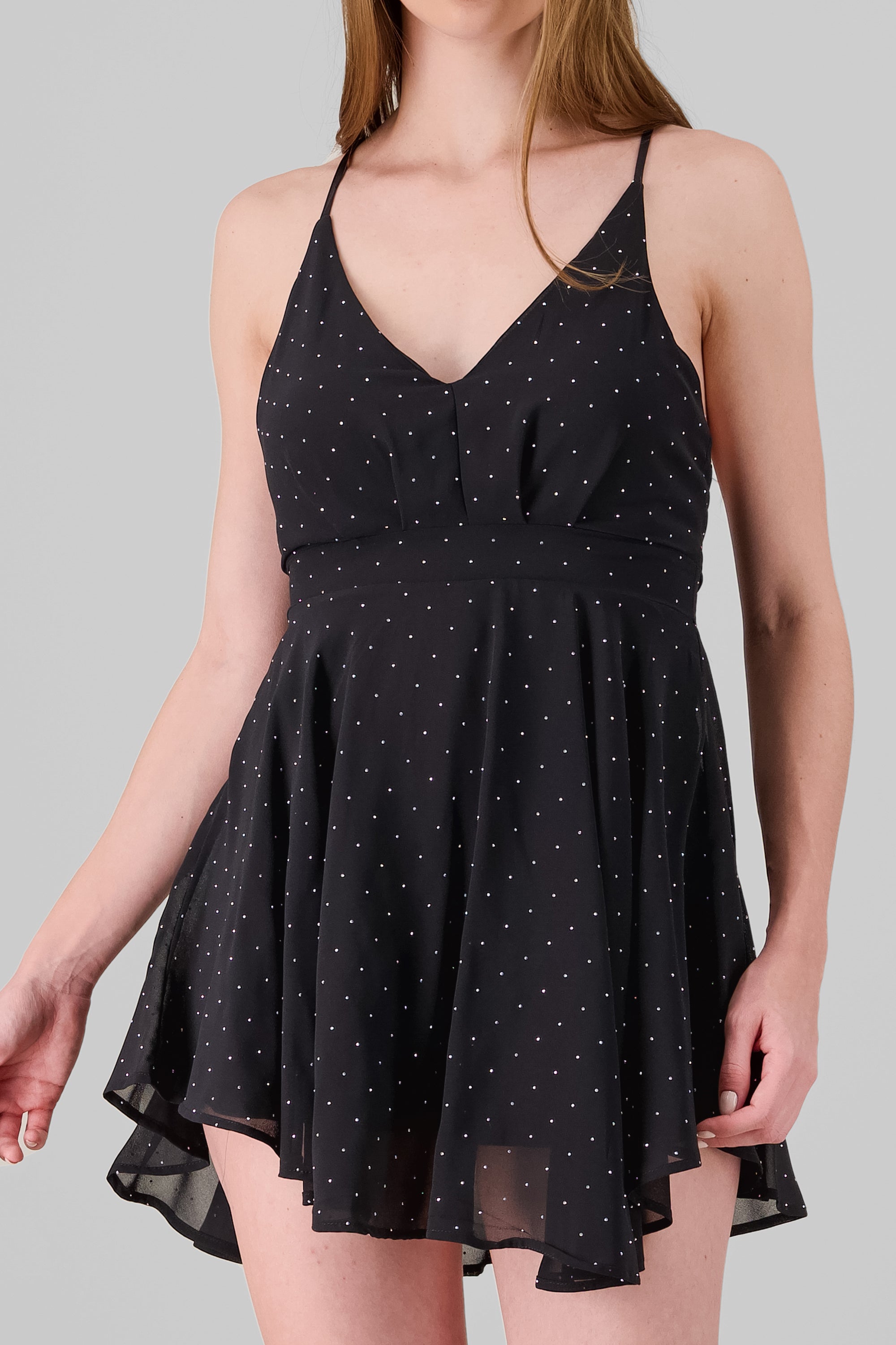 Sparkly Cross Back Dress BLACK