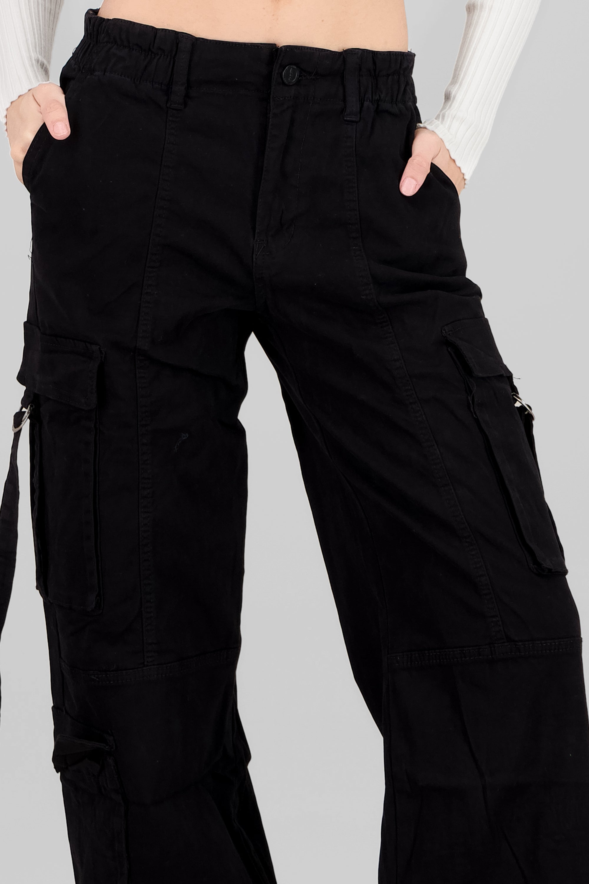 Cargo Pants with Drawstrings BLACK