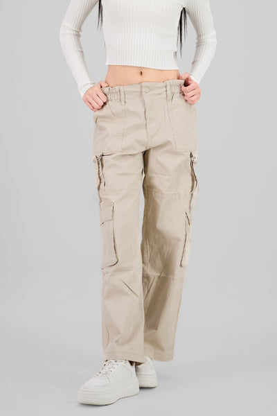 Cargo Pants with Three Pockets and Straps BLACK