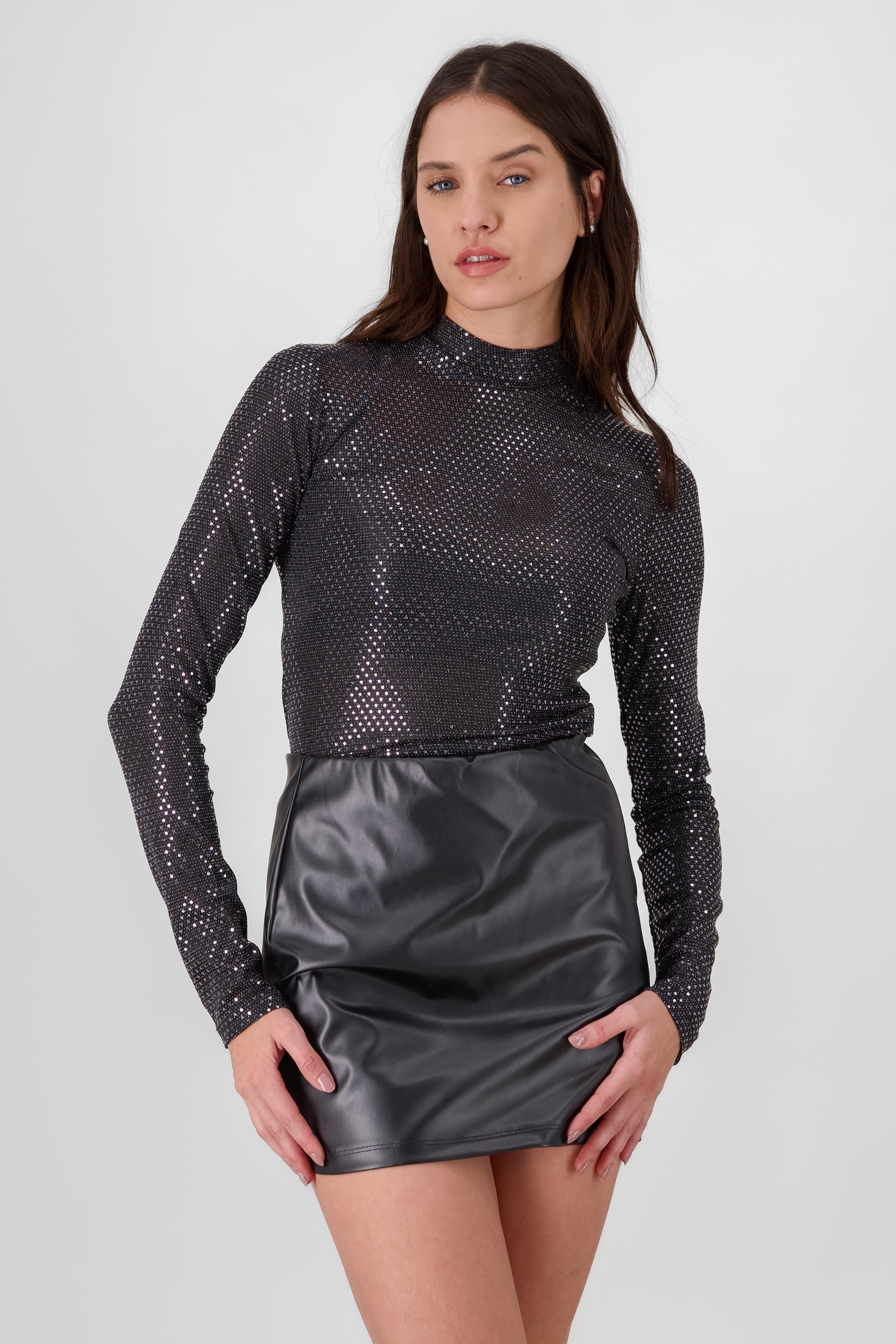 Long Sleeve Glitter Bodysuit BLACK