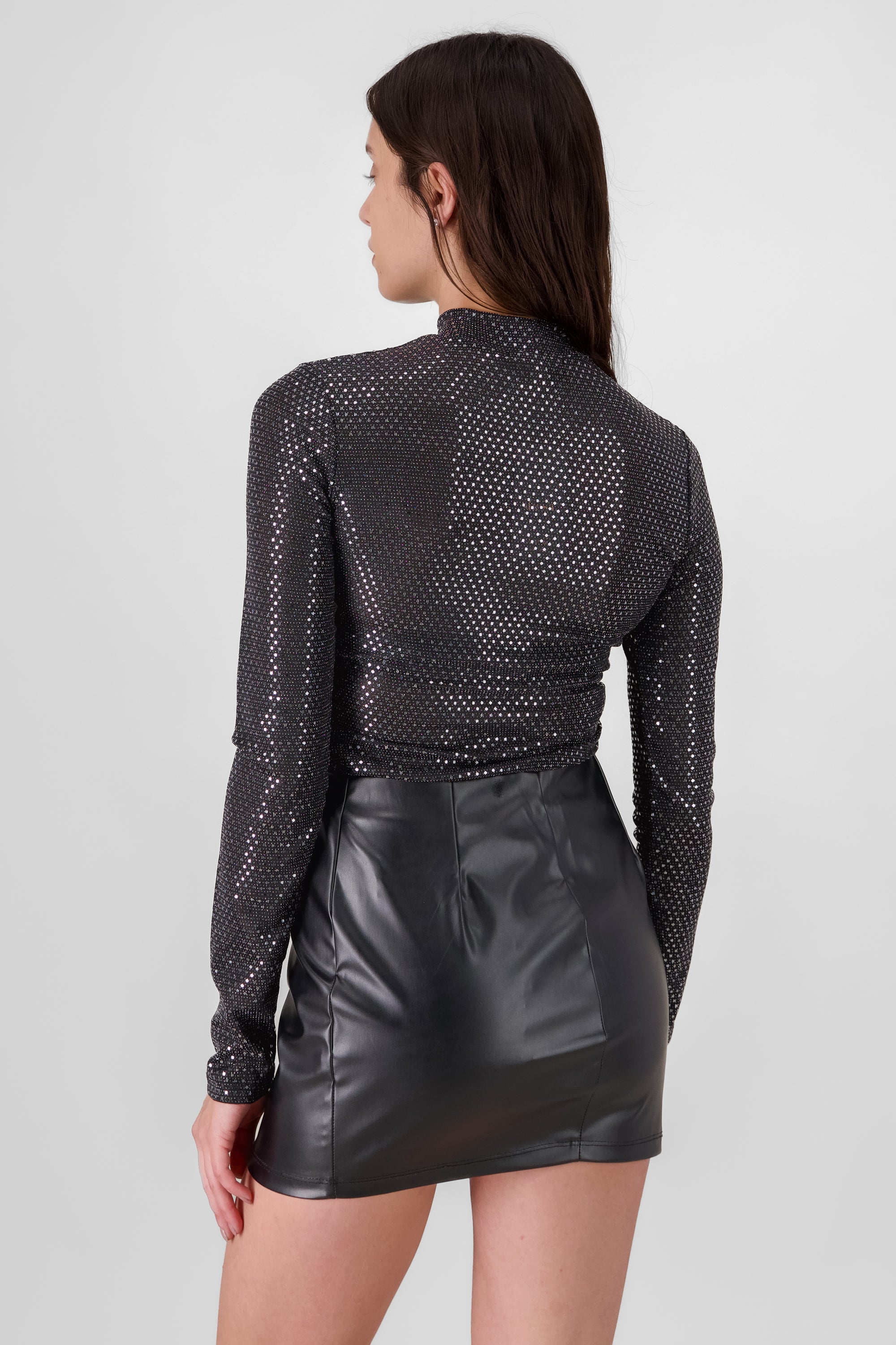 Long Sleeve Glitter Bodysuit BLACK