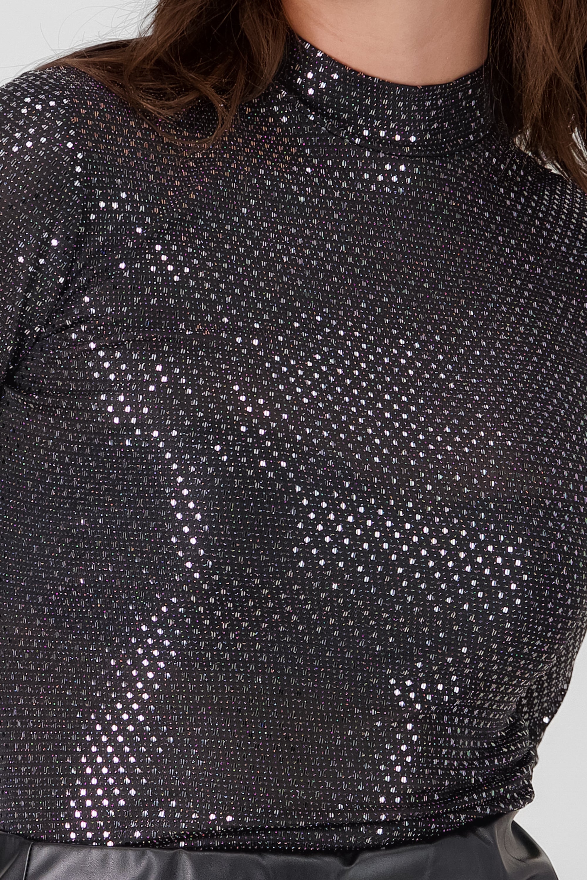 Long Sleeve Glitter Bodysuit BLACK