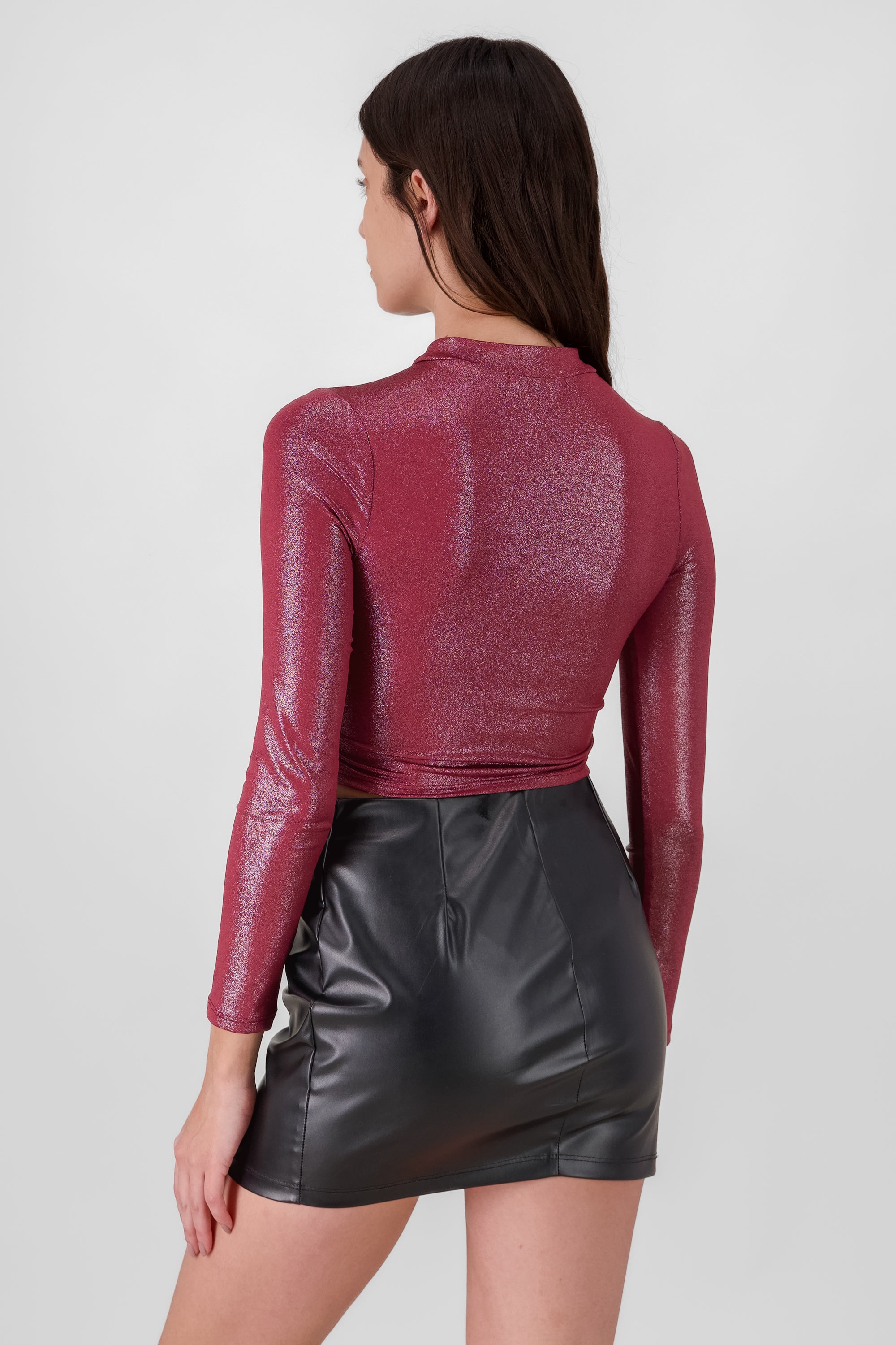 Long Sleeve Crop Top BURGUNDY